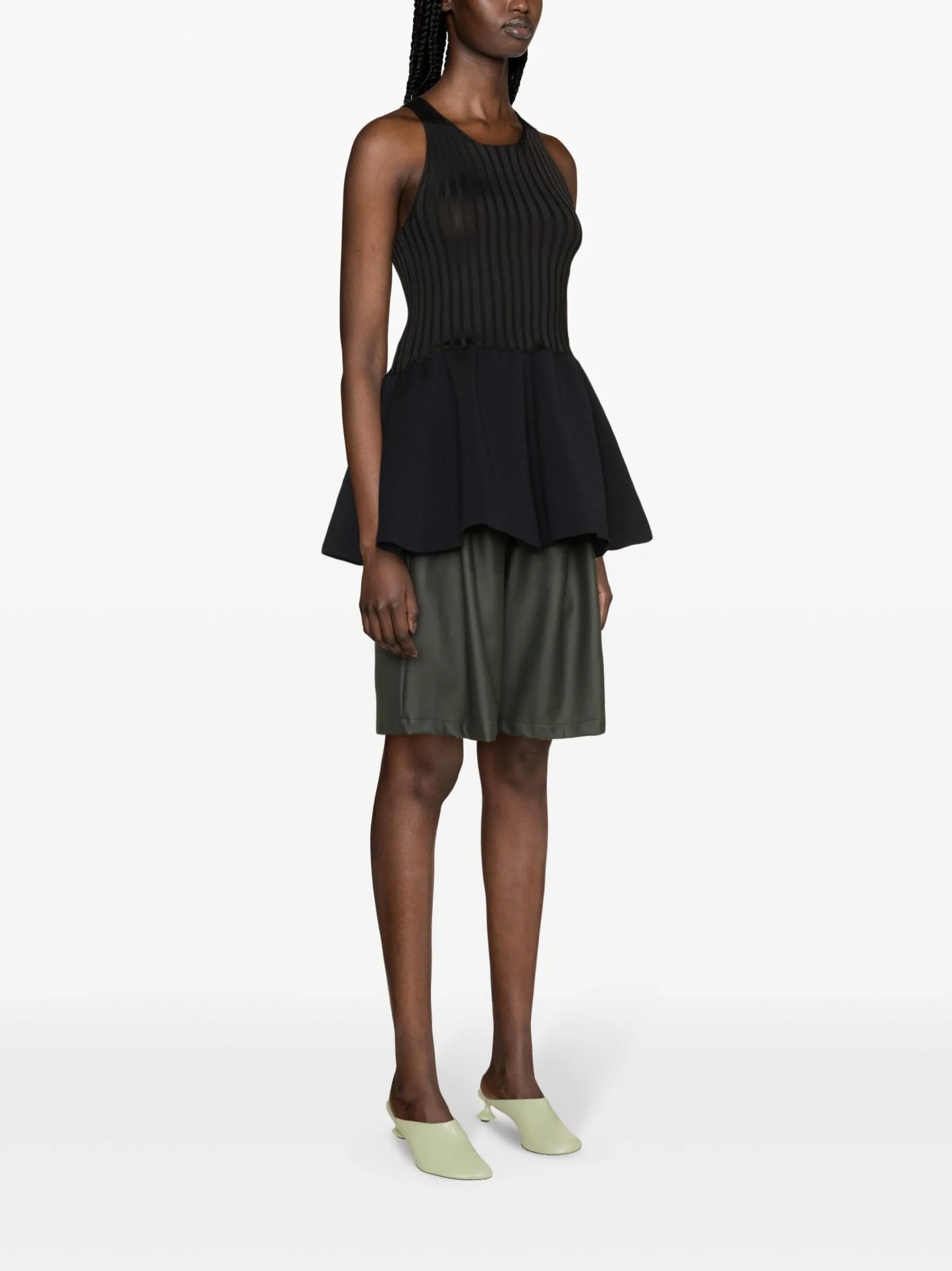 peplum ribbed-knit tank top