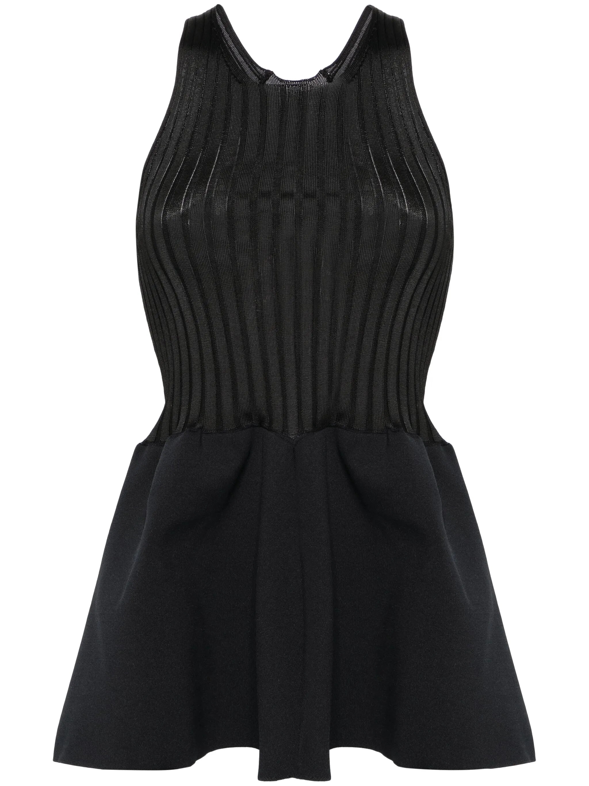 peplum ribbed-knit tank top