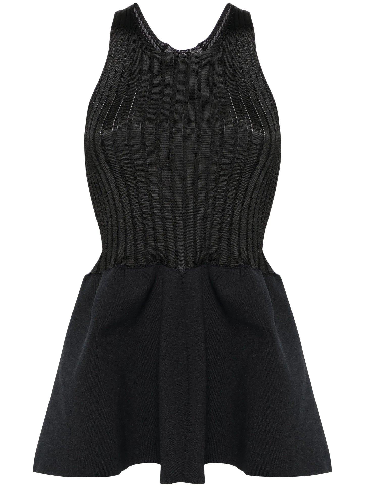 peplum ribbed-knit tank top