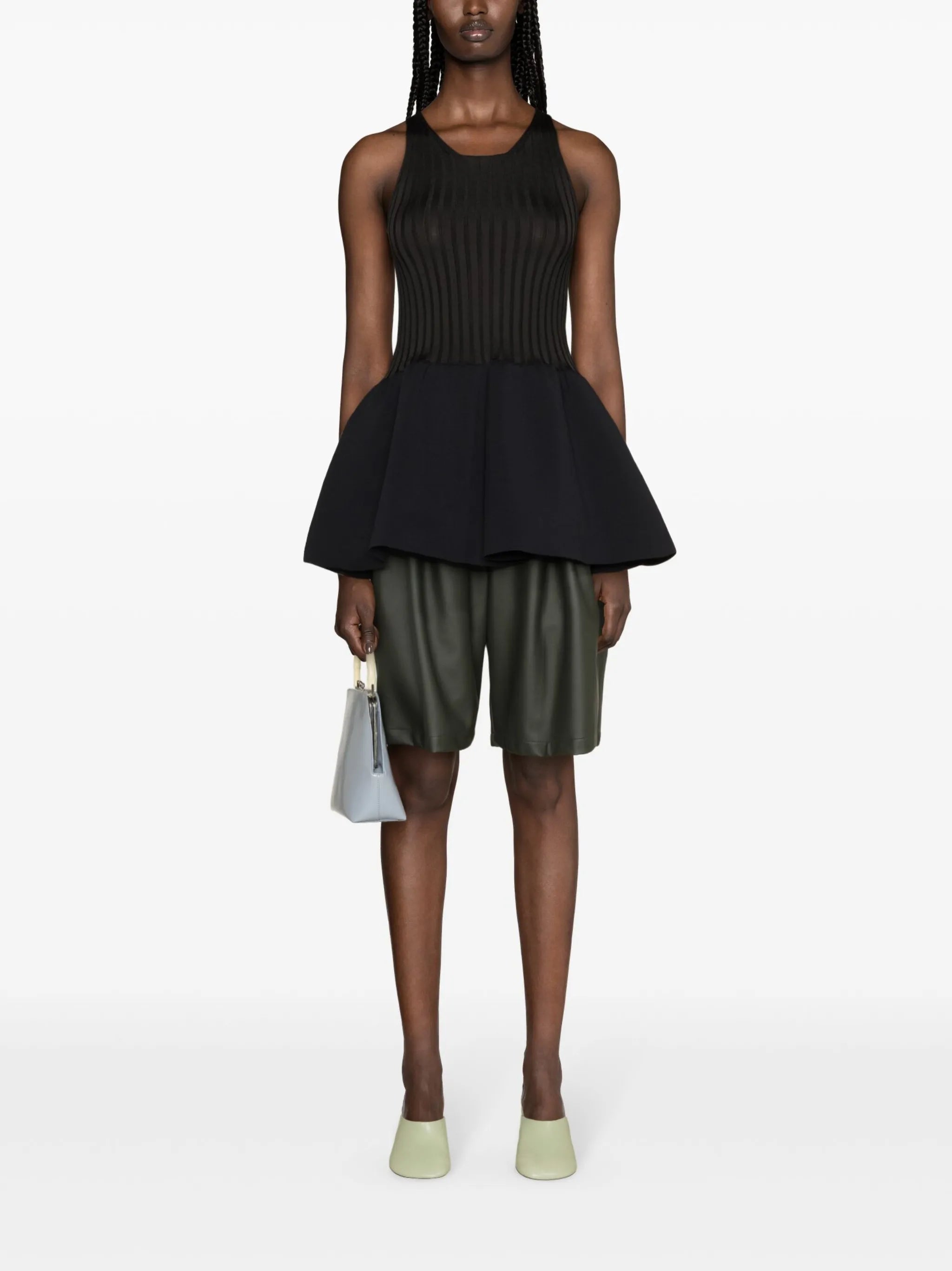 peplum ribbed-knit tank top