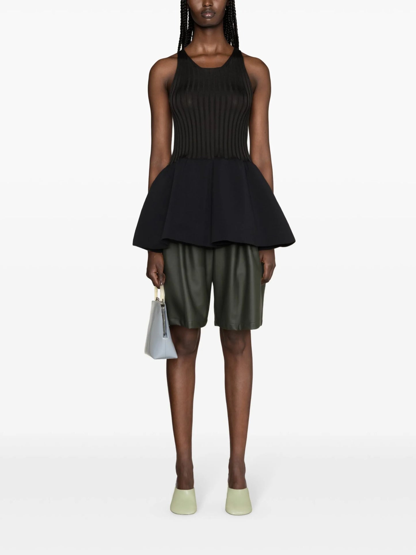 peplum ribbed-knit tank top