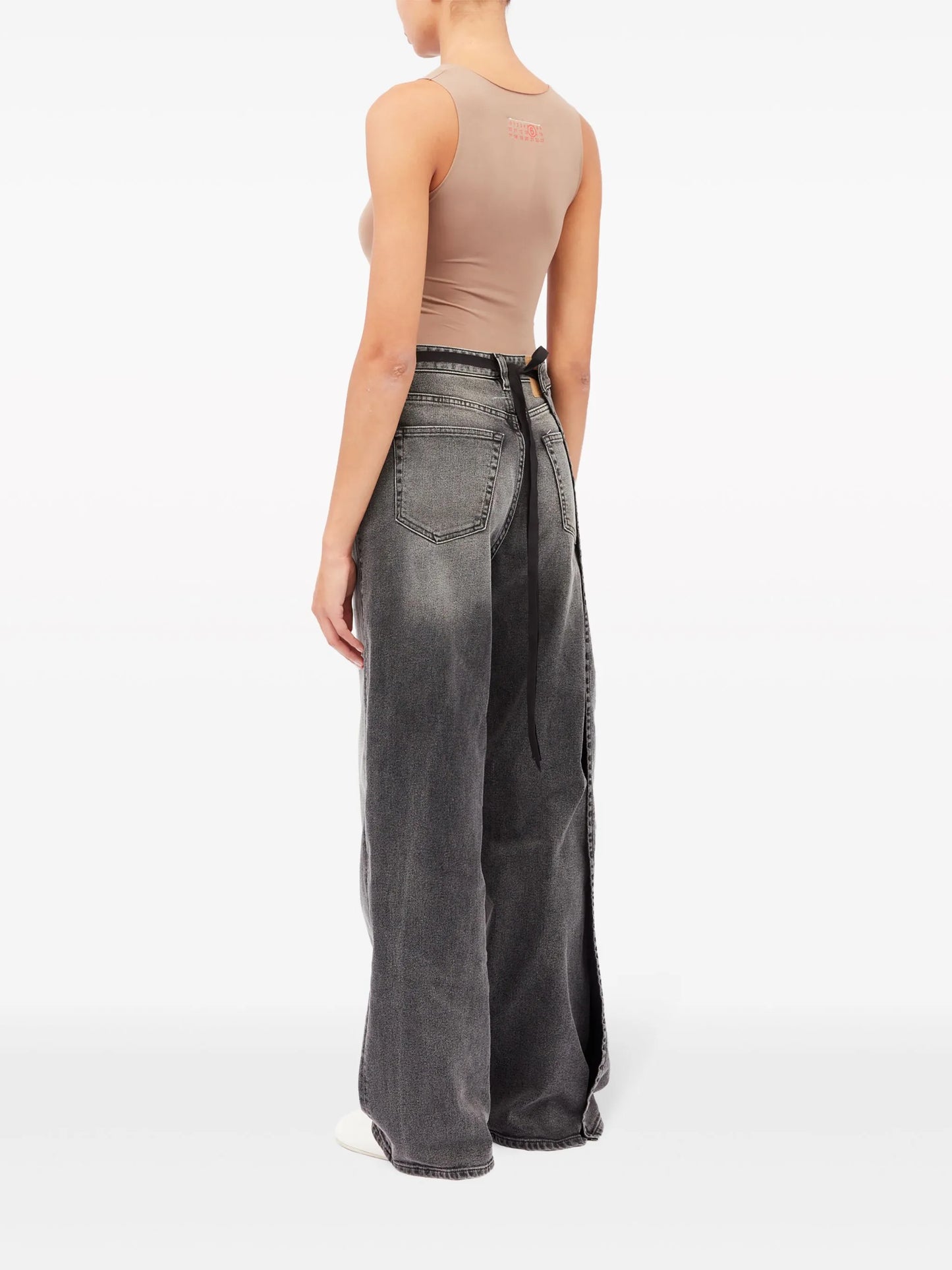 asymmetric wide-leg jeans