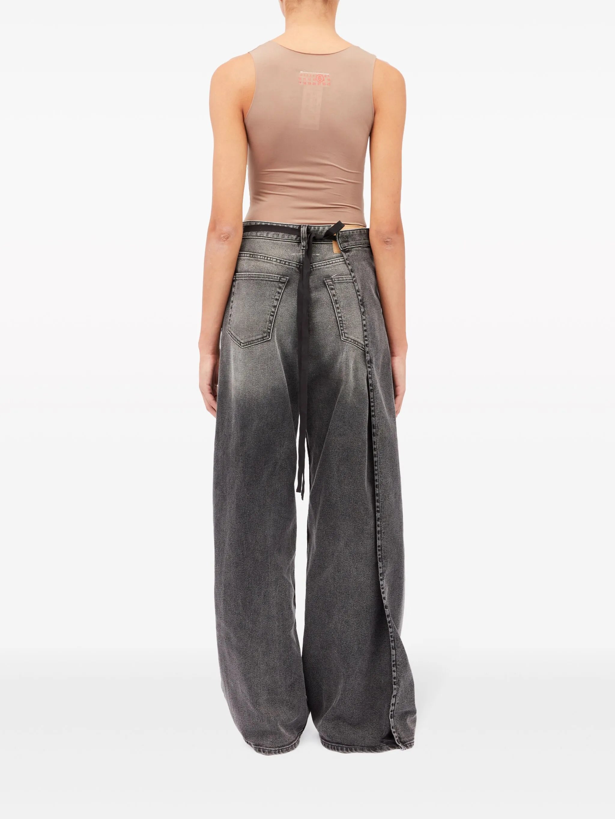 asymmetric wide-leg jeans