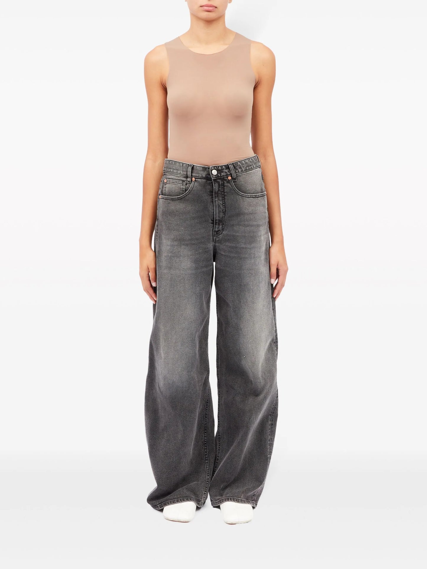 asymmetric wide-leg jeans
