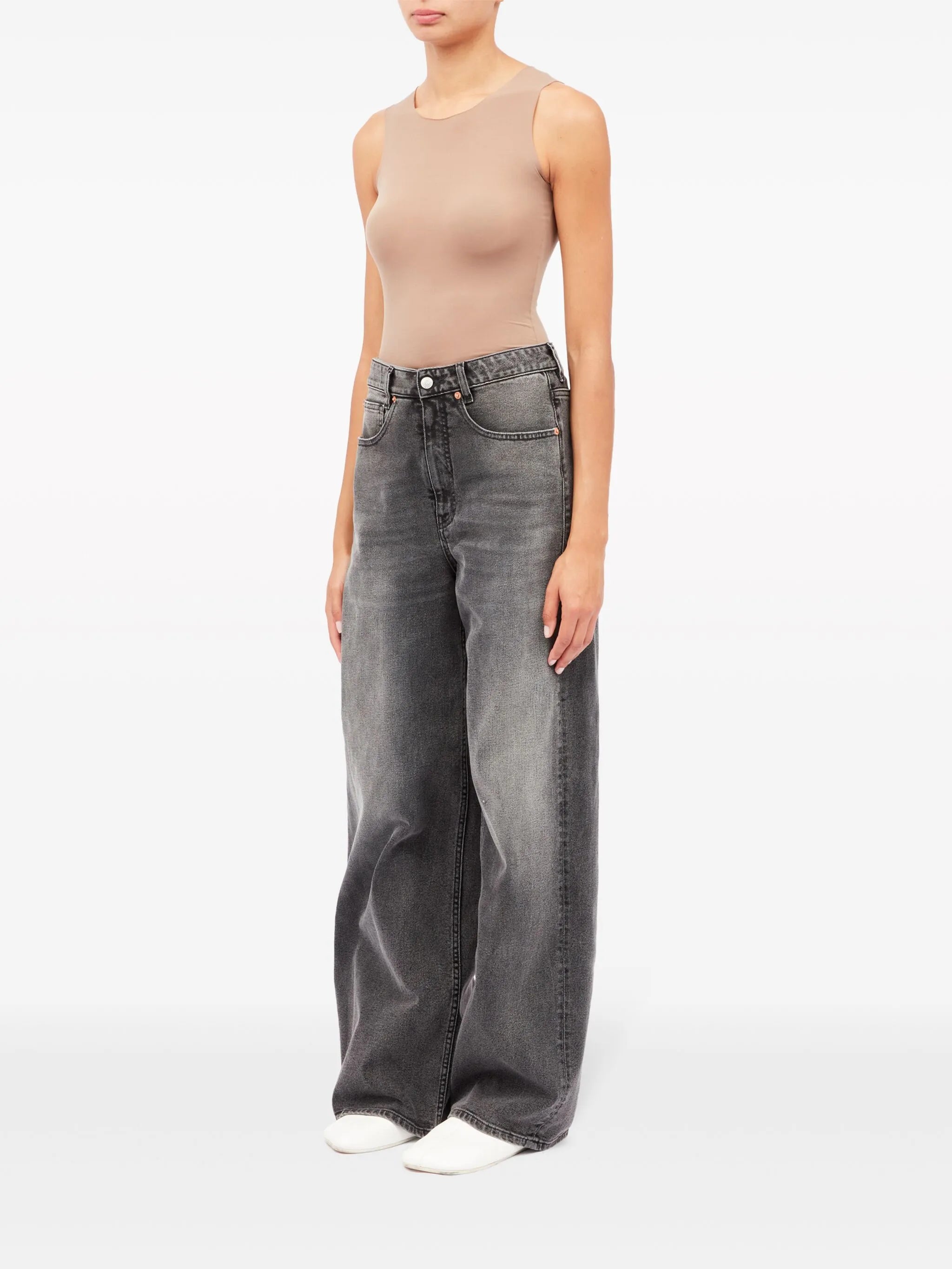 asymmetric wide-leg jeans