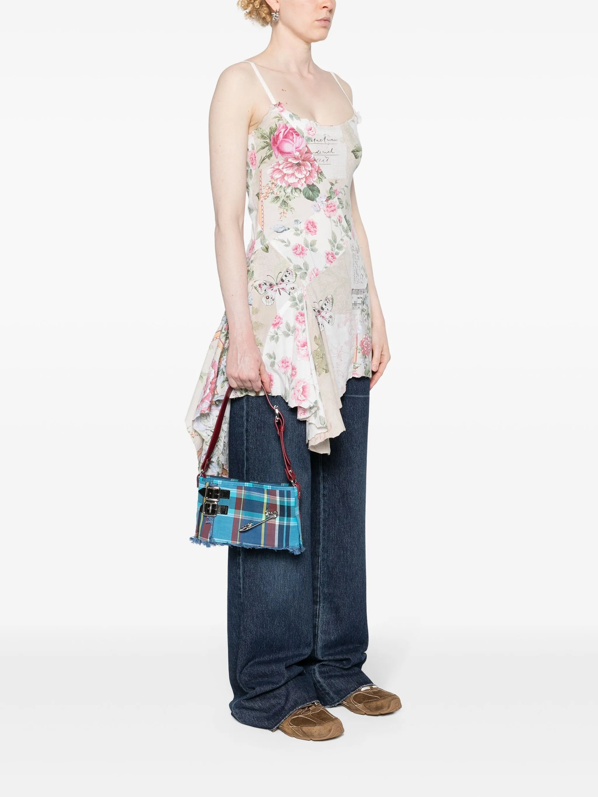 Heather tartan-check shoulder bag