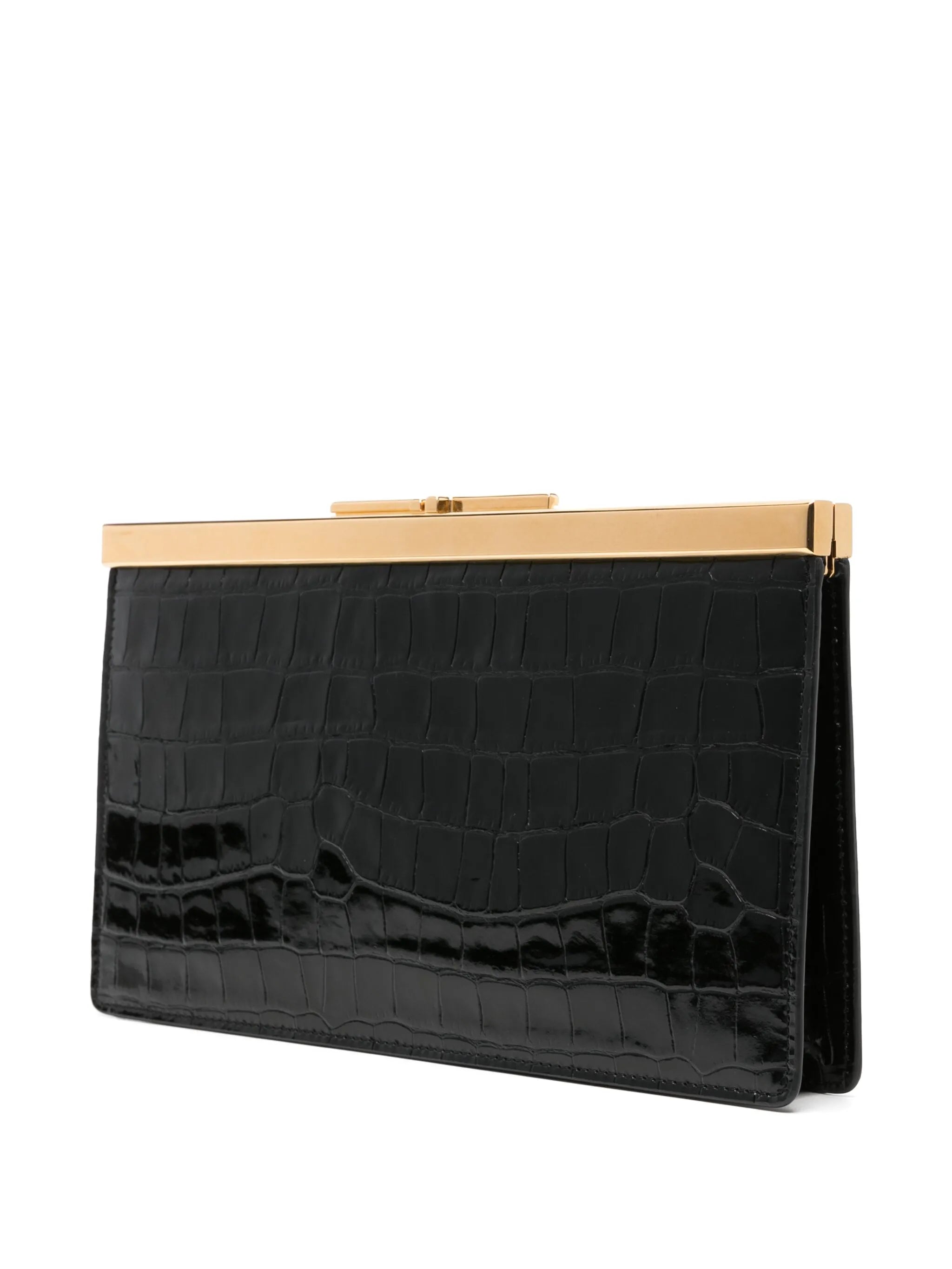 crocodile-embossed clutch bag