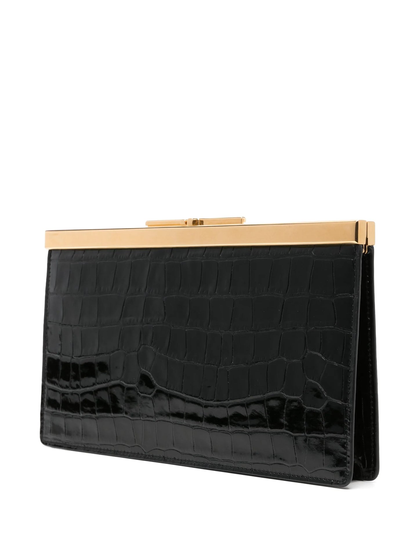 crocodile-embossed clutch bag