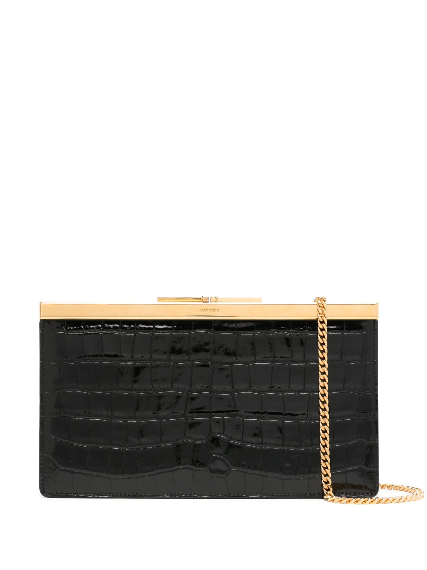 crocodile-embossed clutch bag