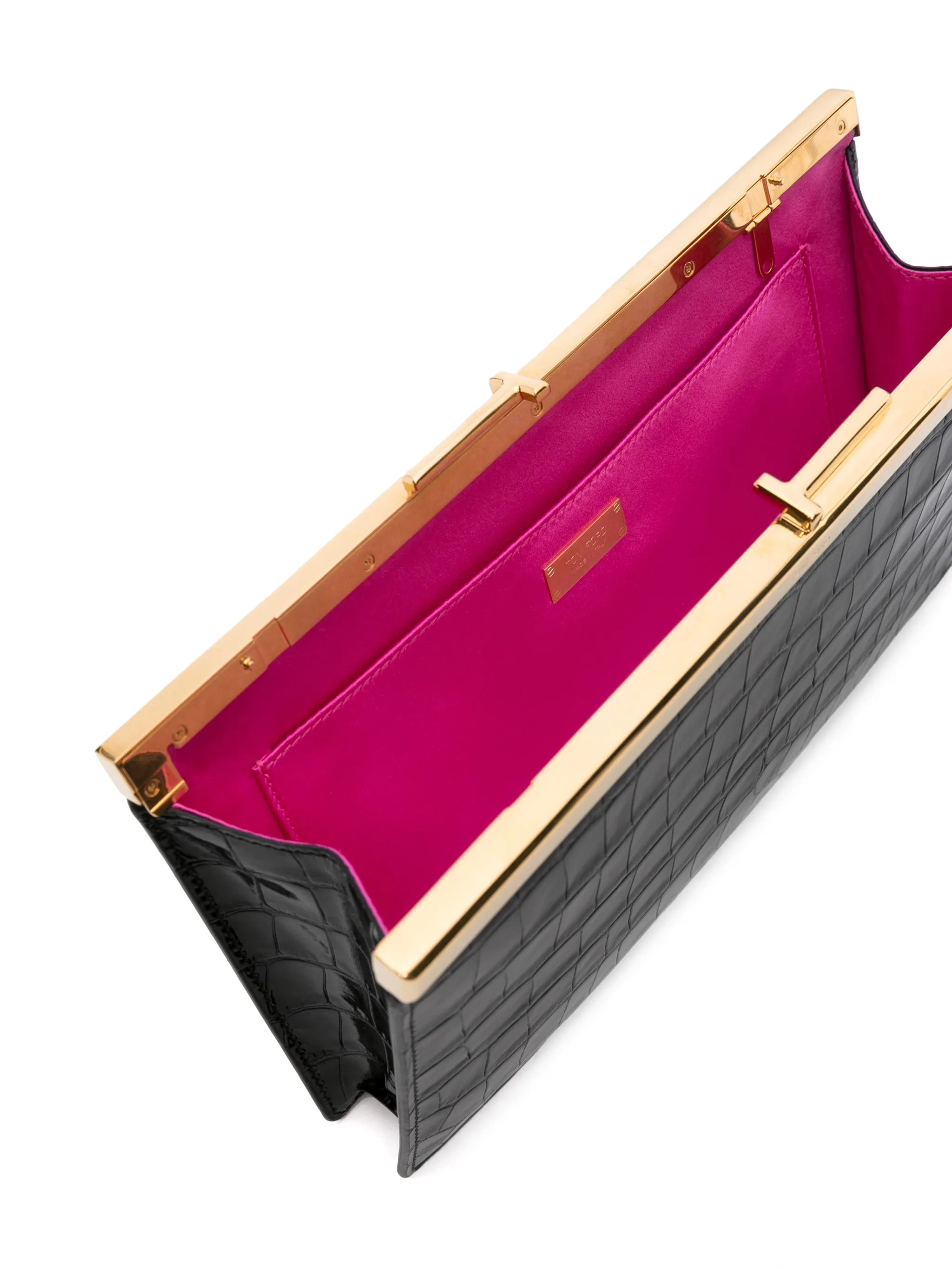 crocodile-embossed clutch bag