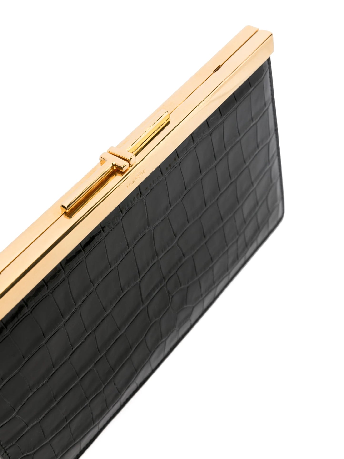 crocodile-embossed clutch bag