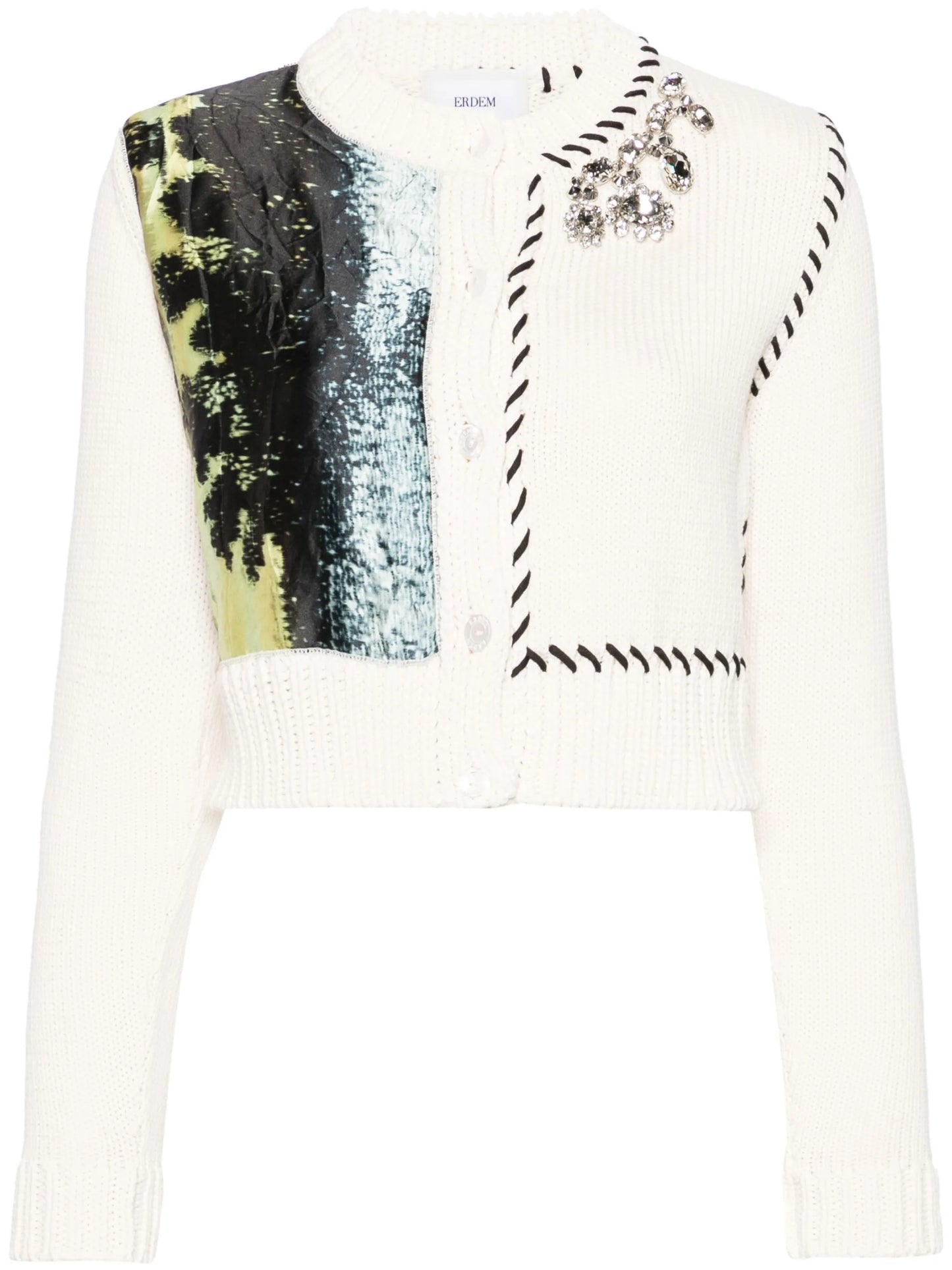 abstract-panel cropped cardigan