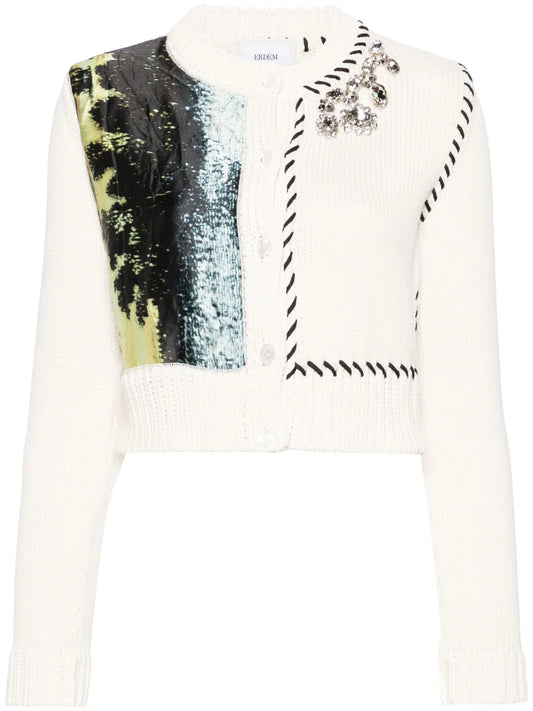 abstract-panel cropped cardigan