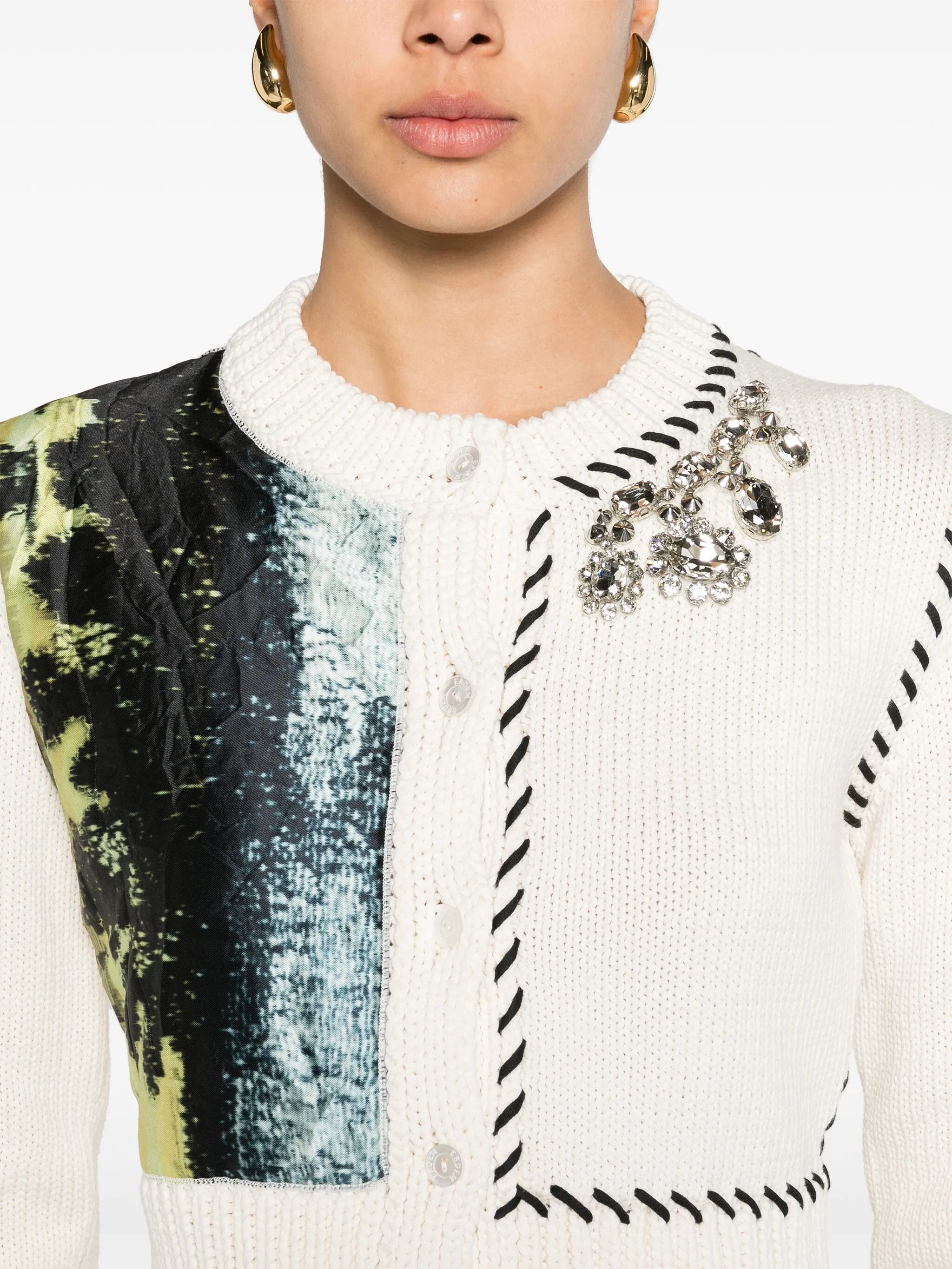 abstract-panel cropped cardigan
