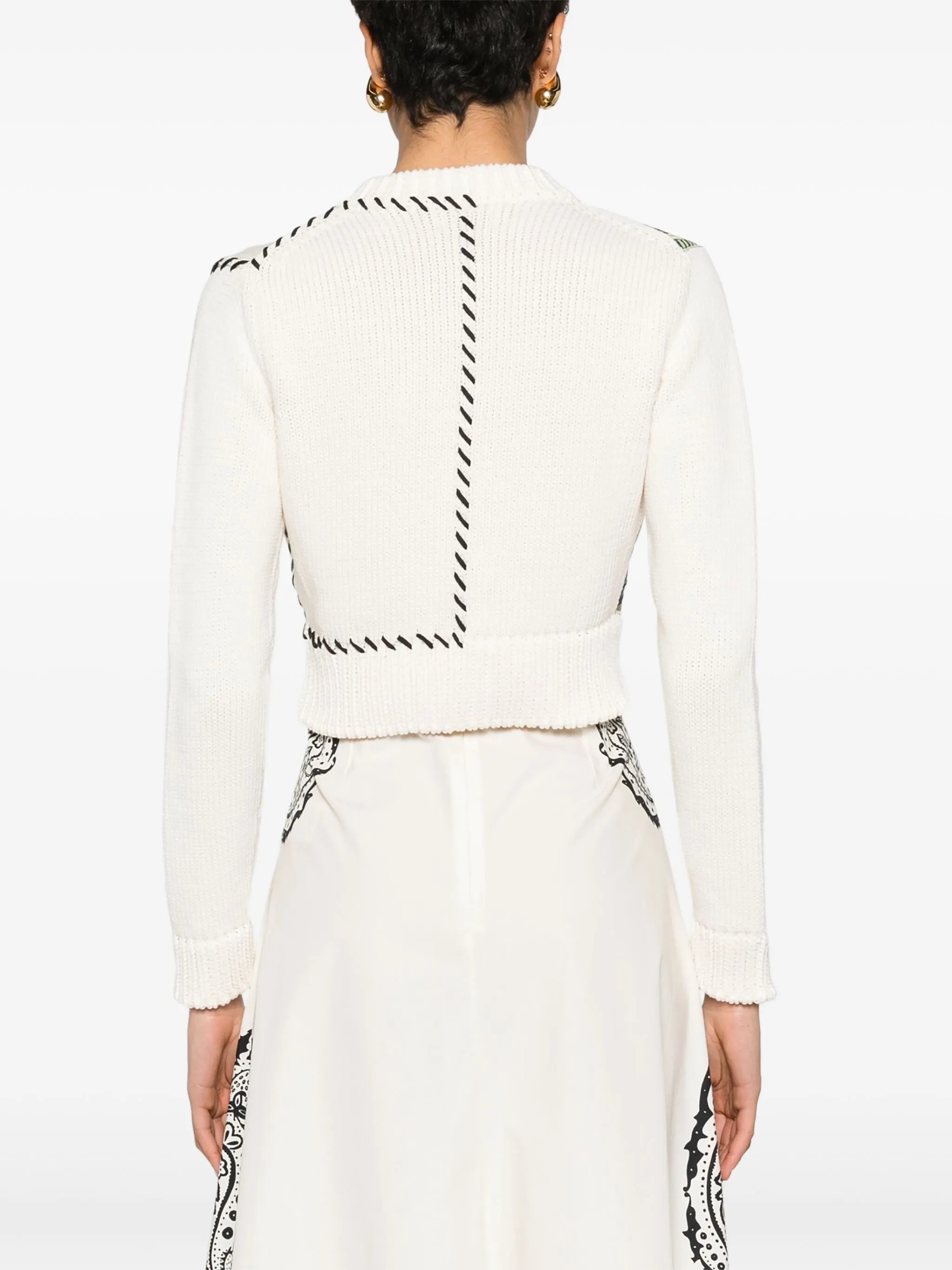 abstract-panel cropped cardigan