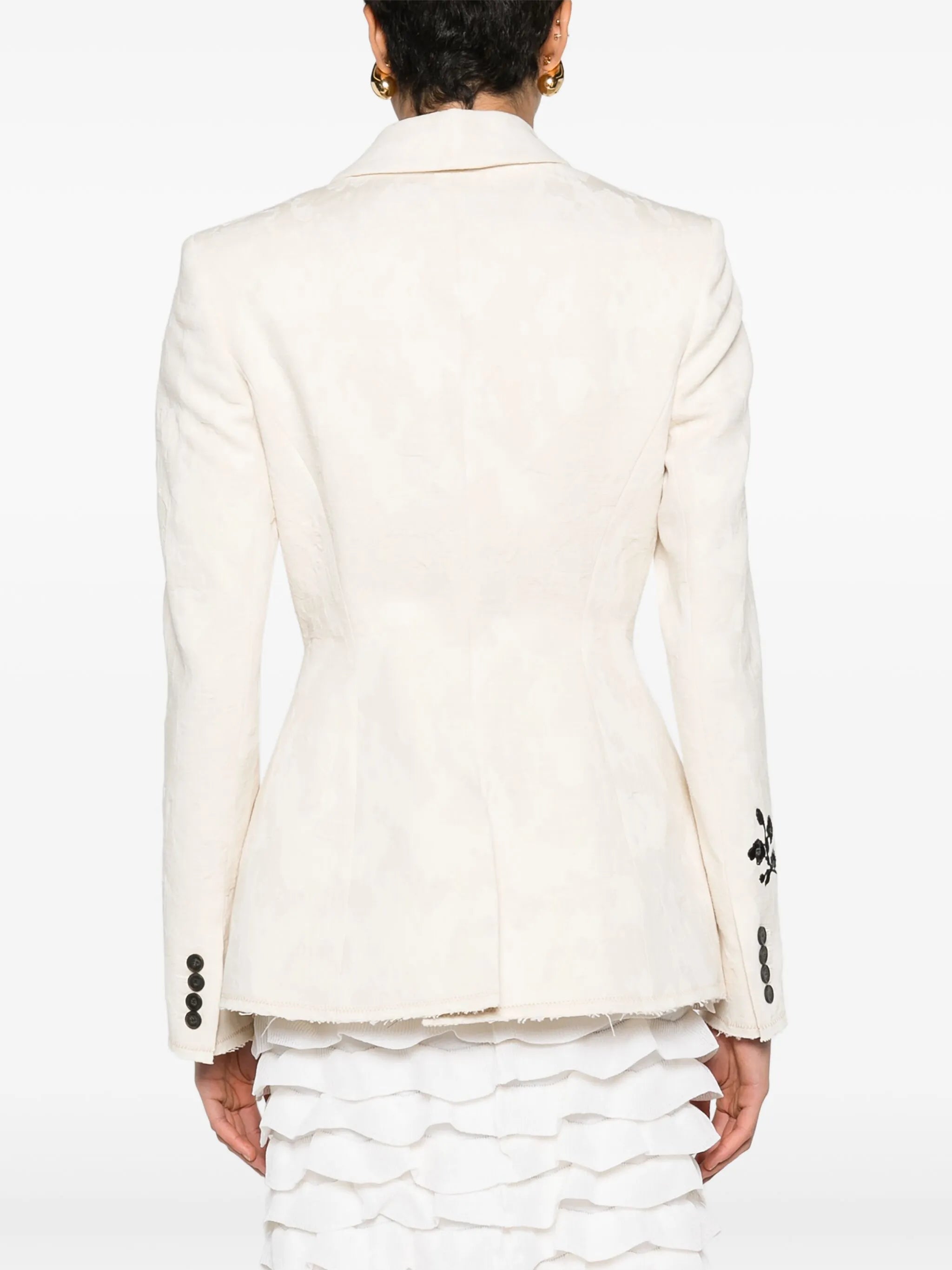 floral-embroidery single-breasted blazer