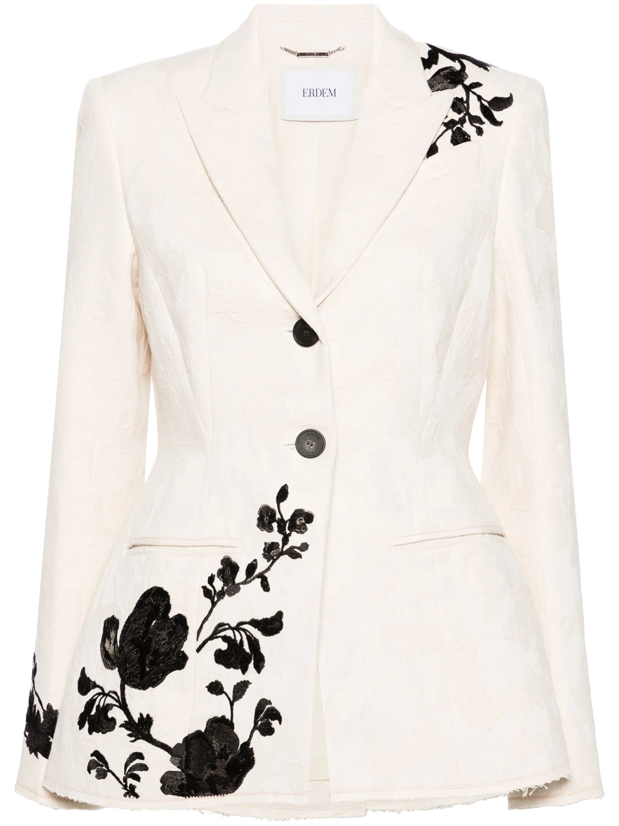 floral-embroidery single-breasted blazer