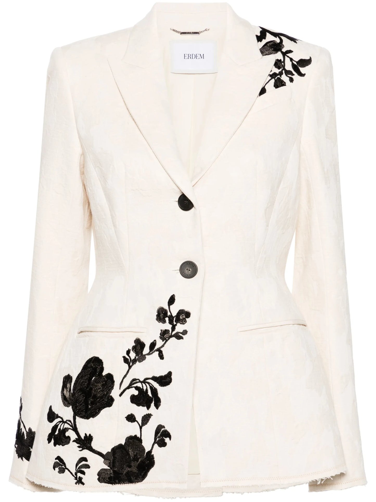 floral-embroidery single-breasted blazer