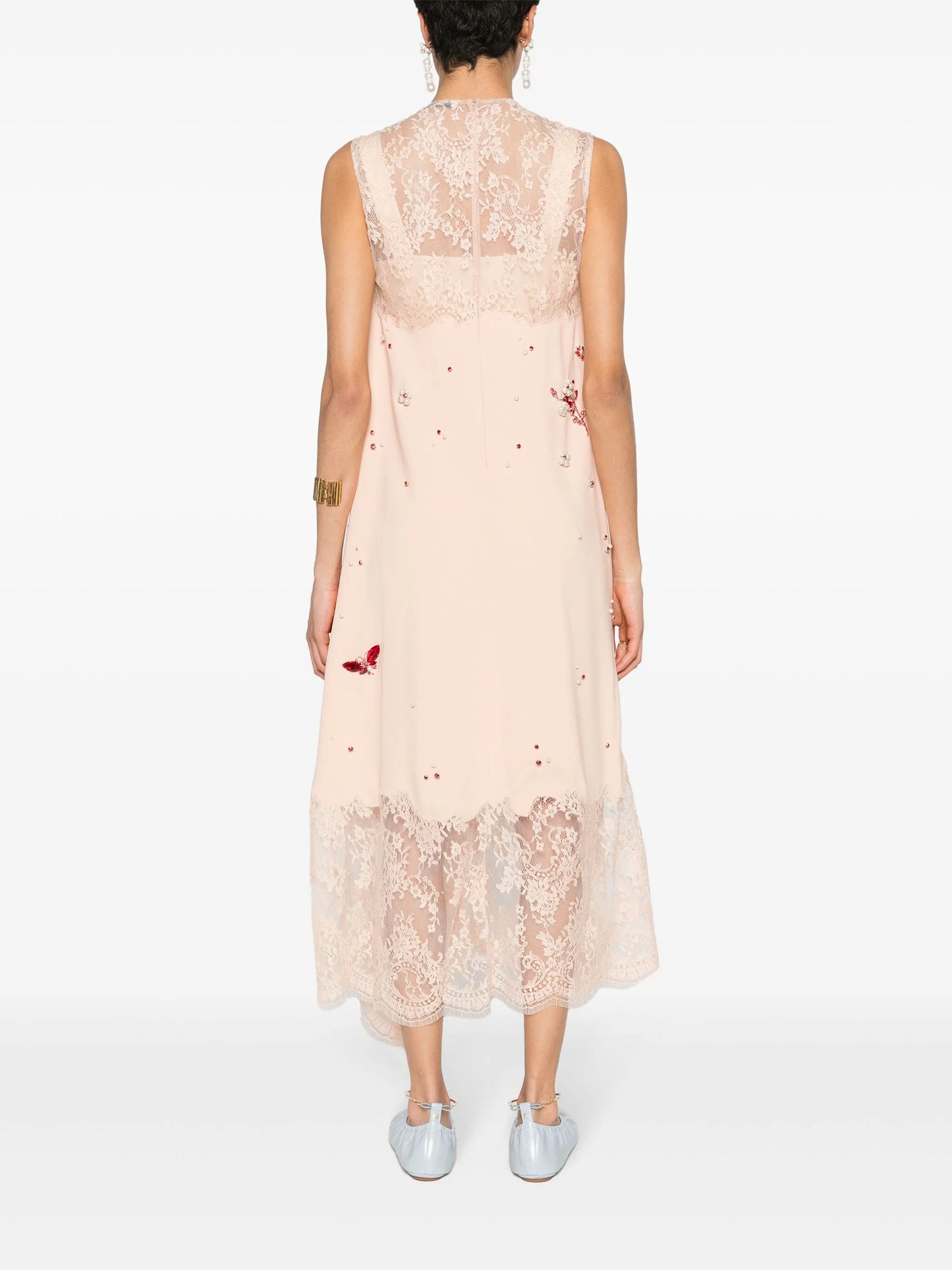 crystal-embroideries lace-trim dress