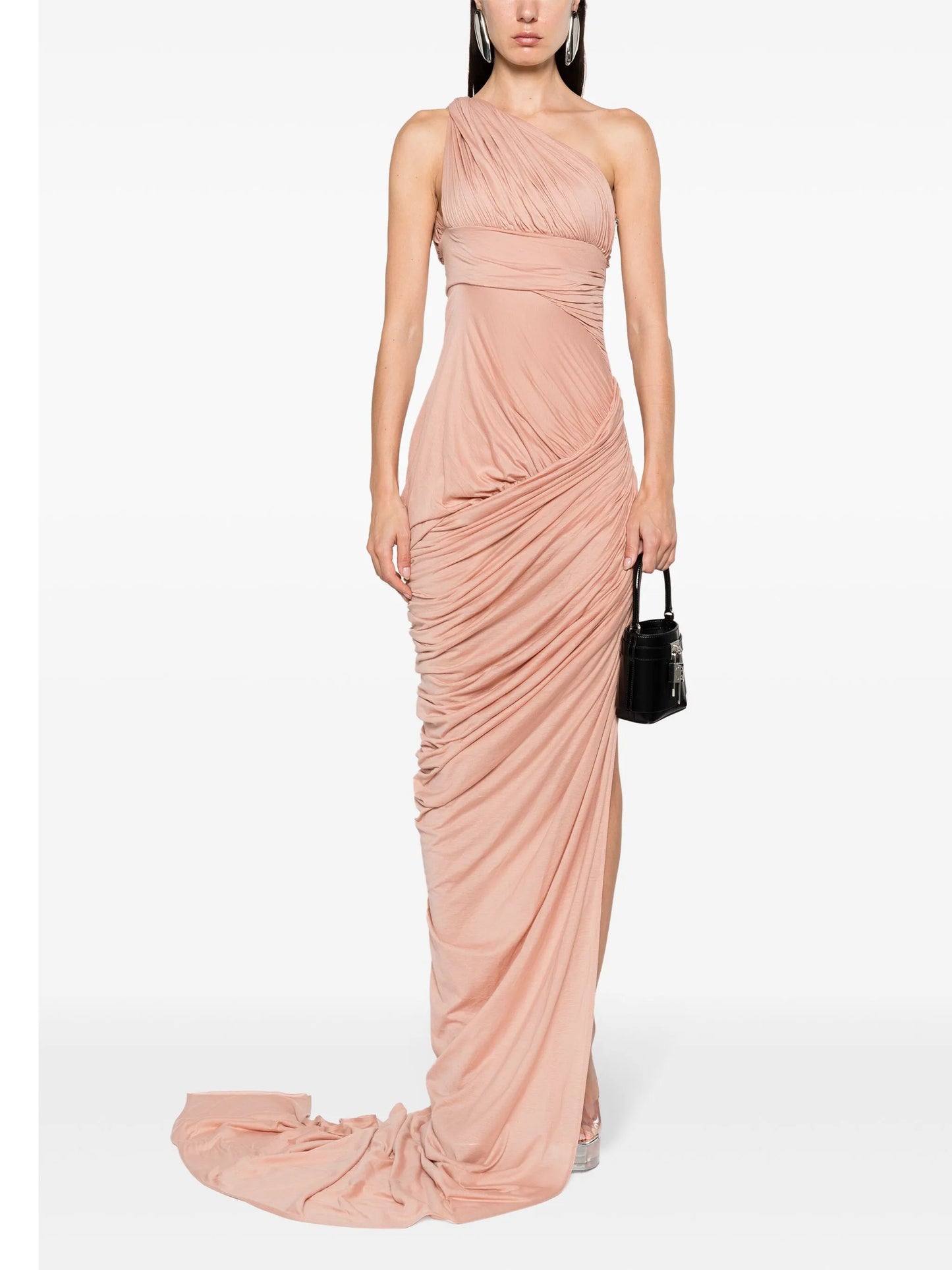 Lido asymmetric draped gown
