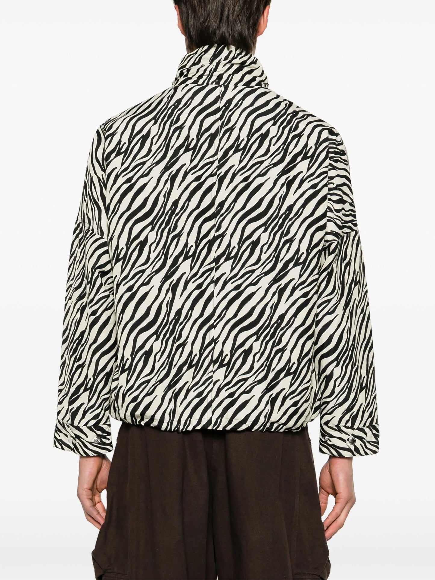 zebra-print zip-up jacket