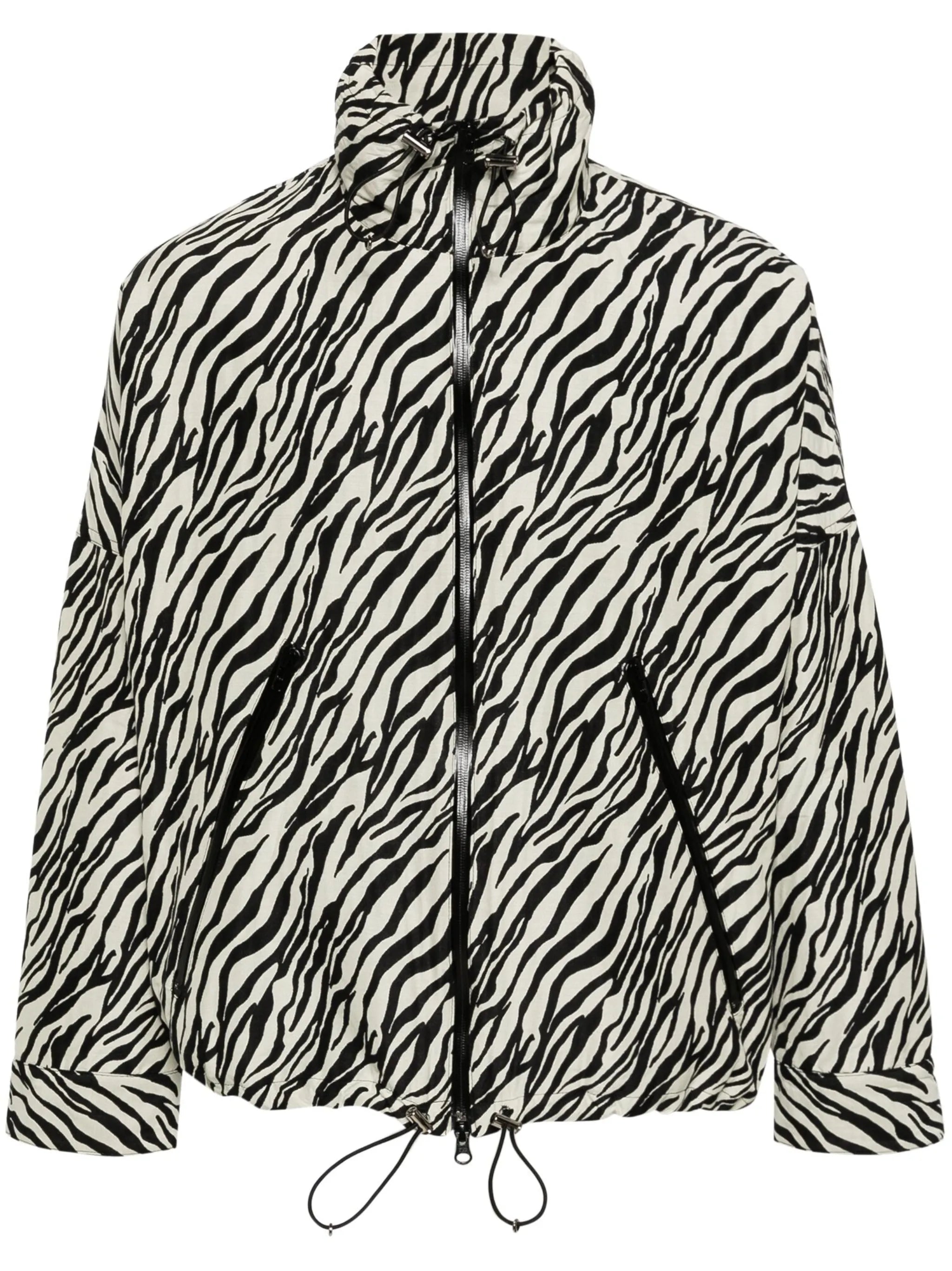 zebra-print zip-up jacket