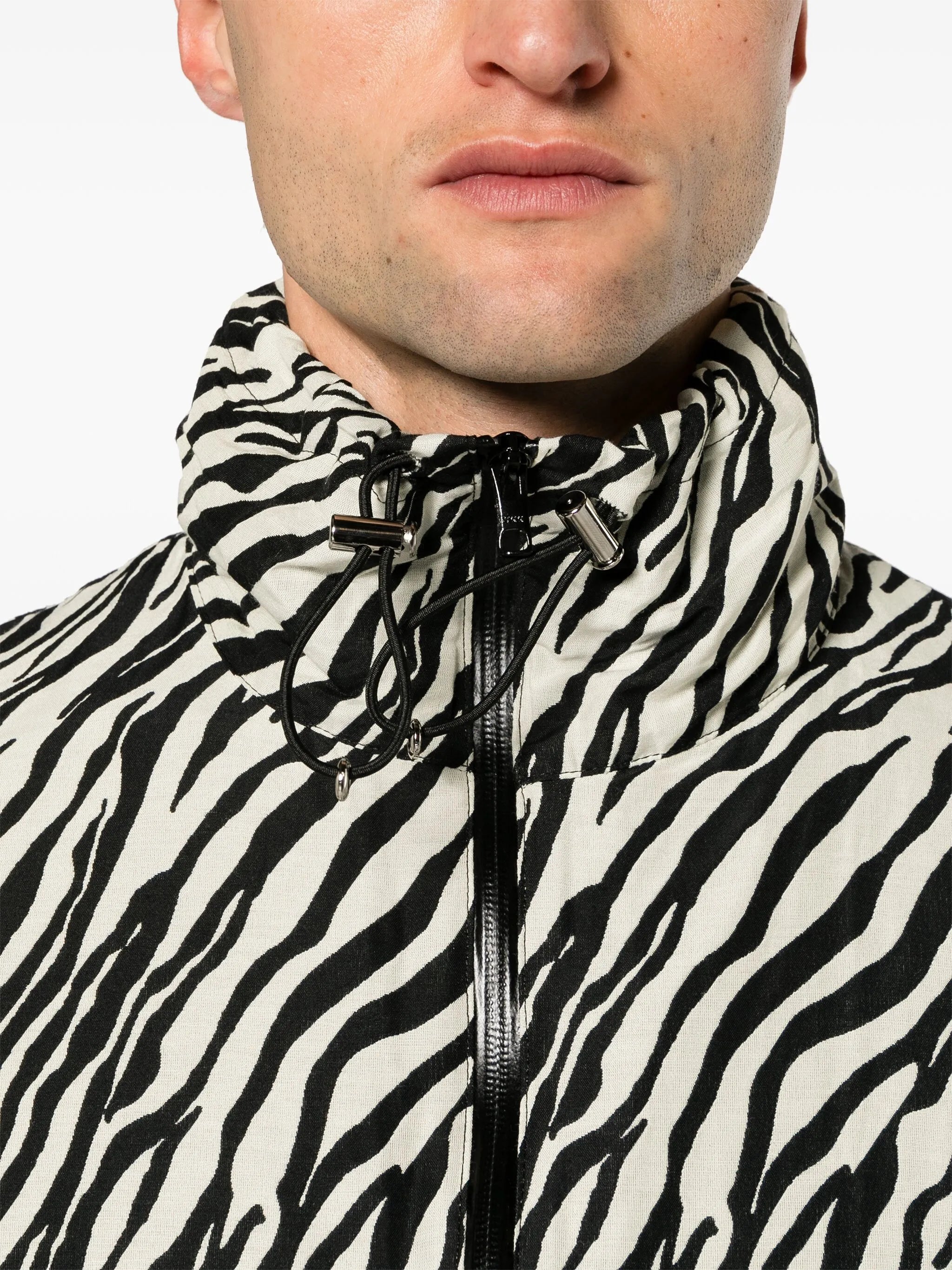 zebra-print zip-up jacket
