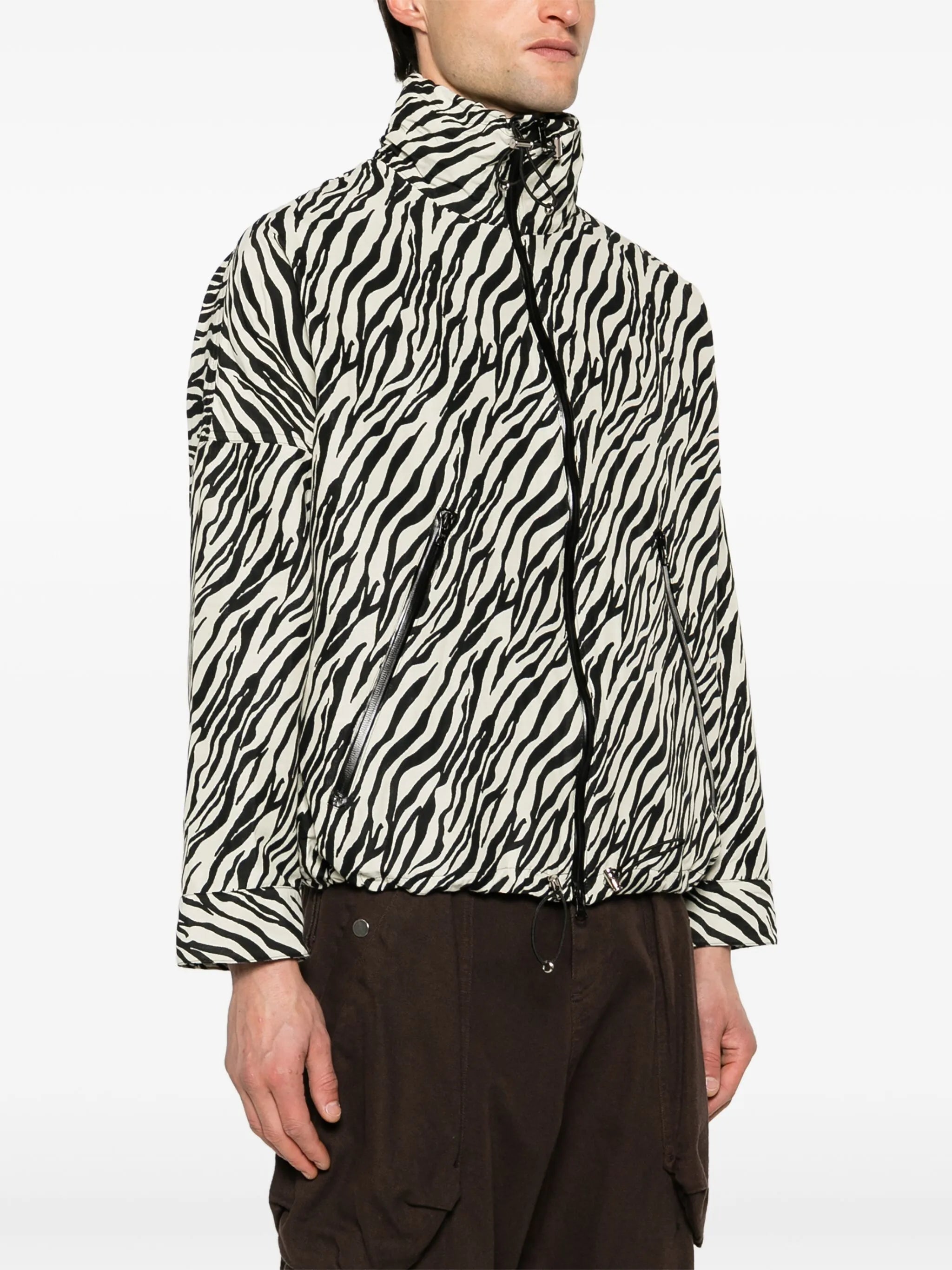 zebra-print zip-up jacket