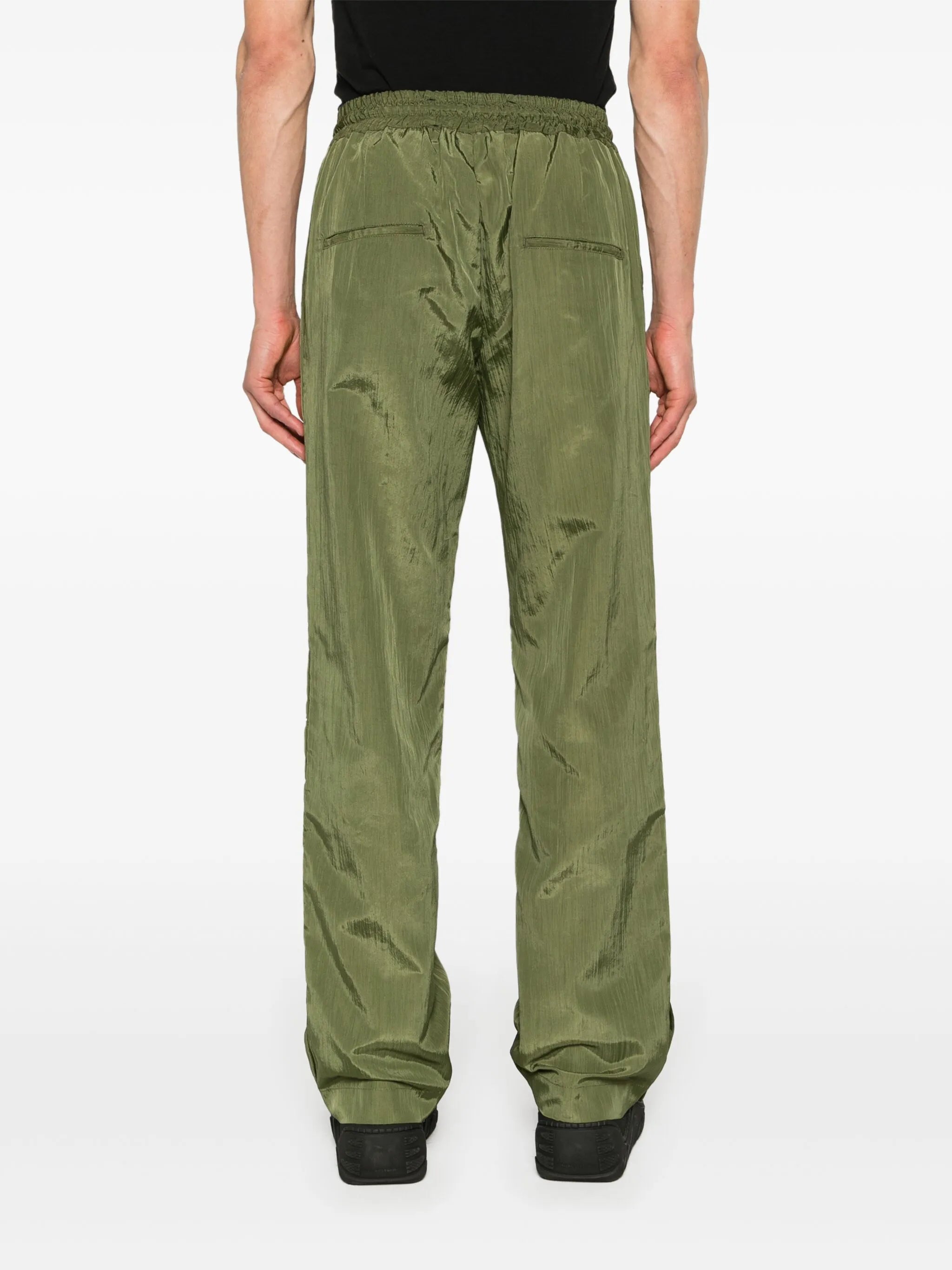 logo-studs straight-leg trousers