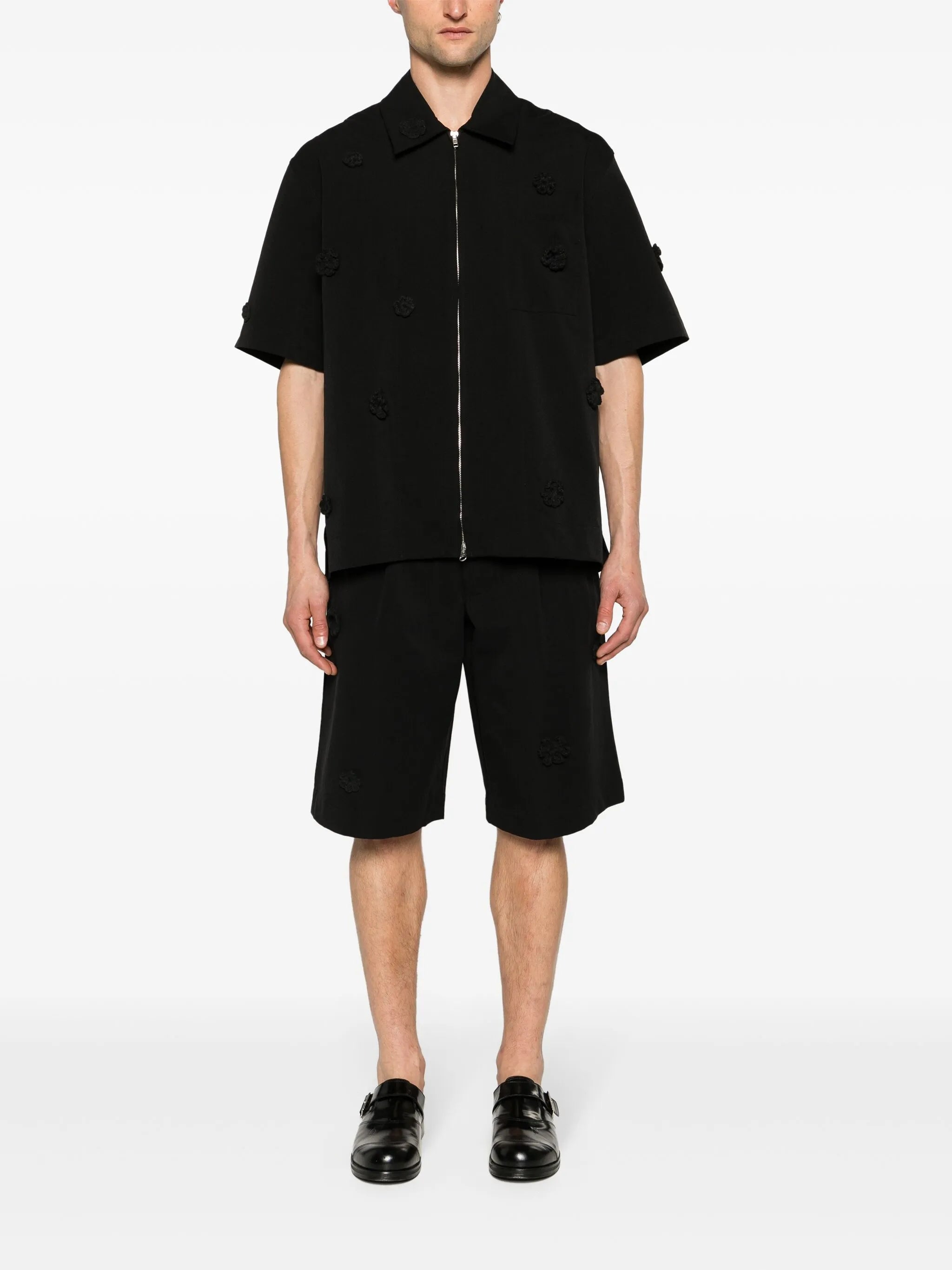 floral-appliqué tailored shorts
