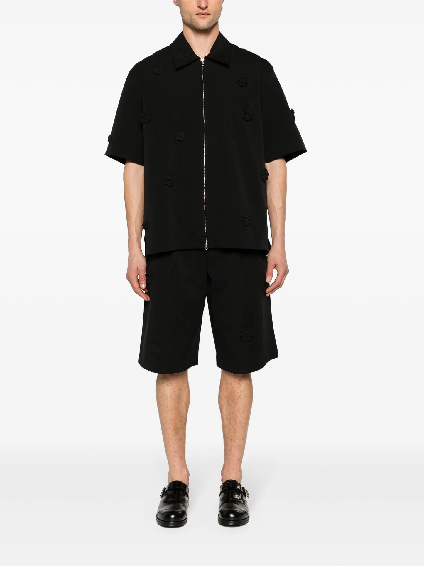 floral-appliqué tailored shorts