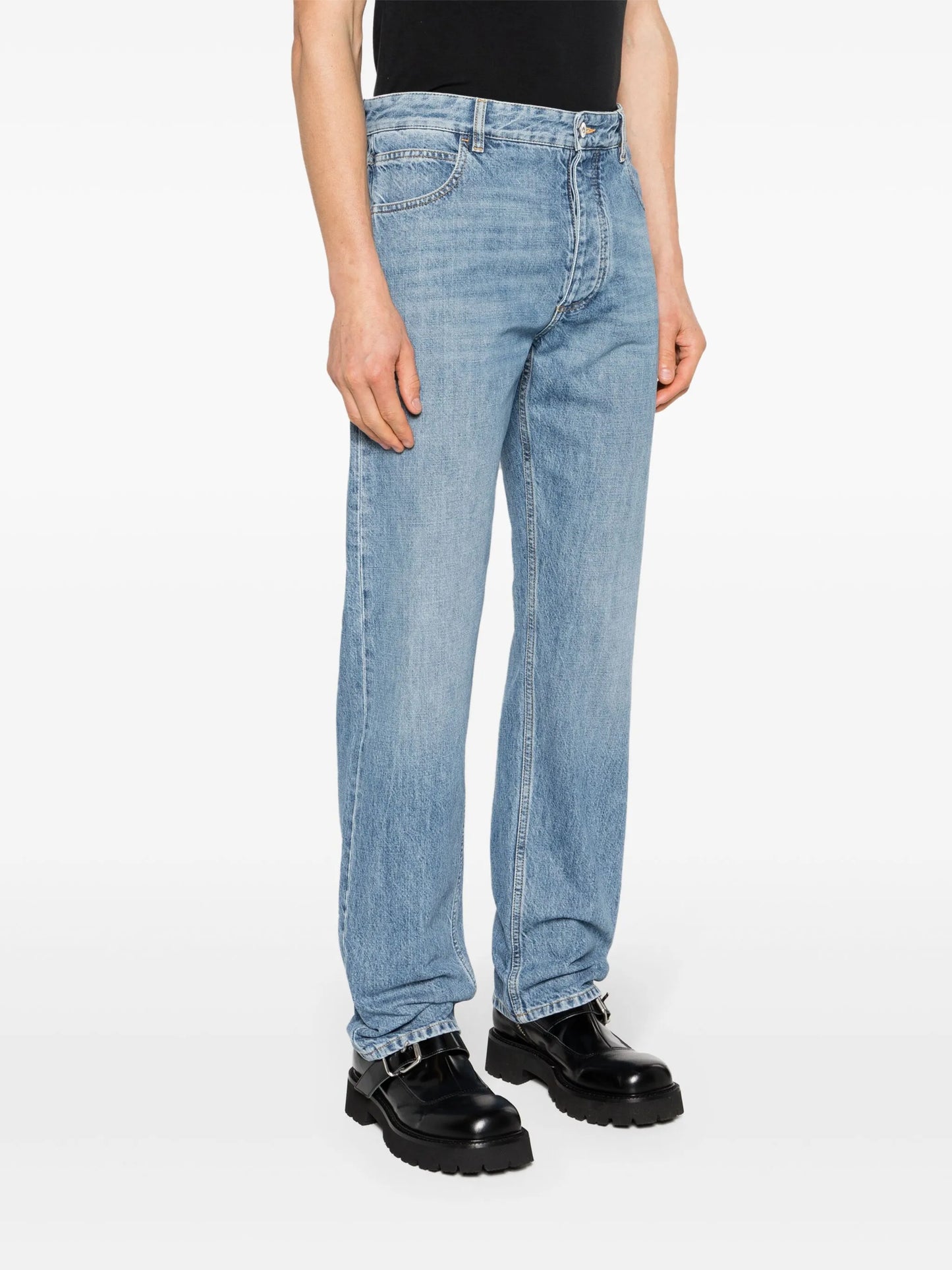 mid-rise straight-leg jeans