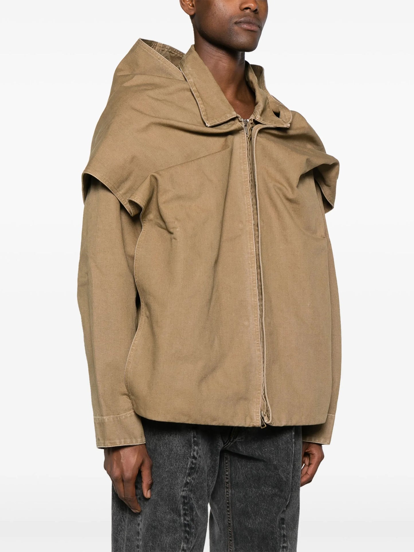 detachable-panel hooded jacket