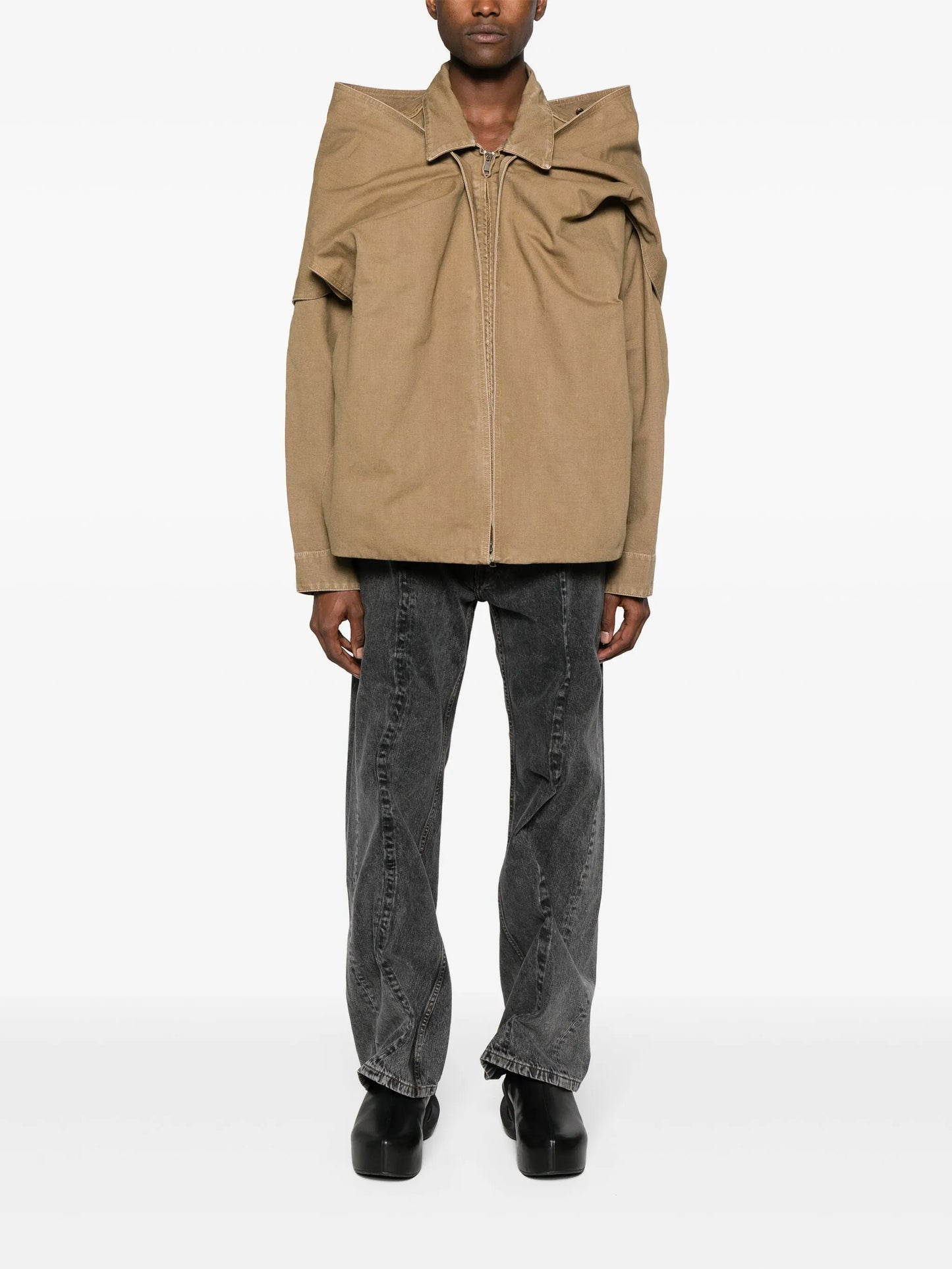 detachable-panel hooded jacket
