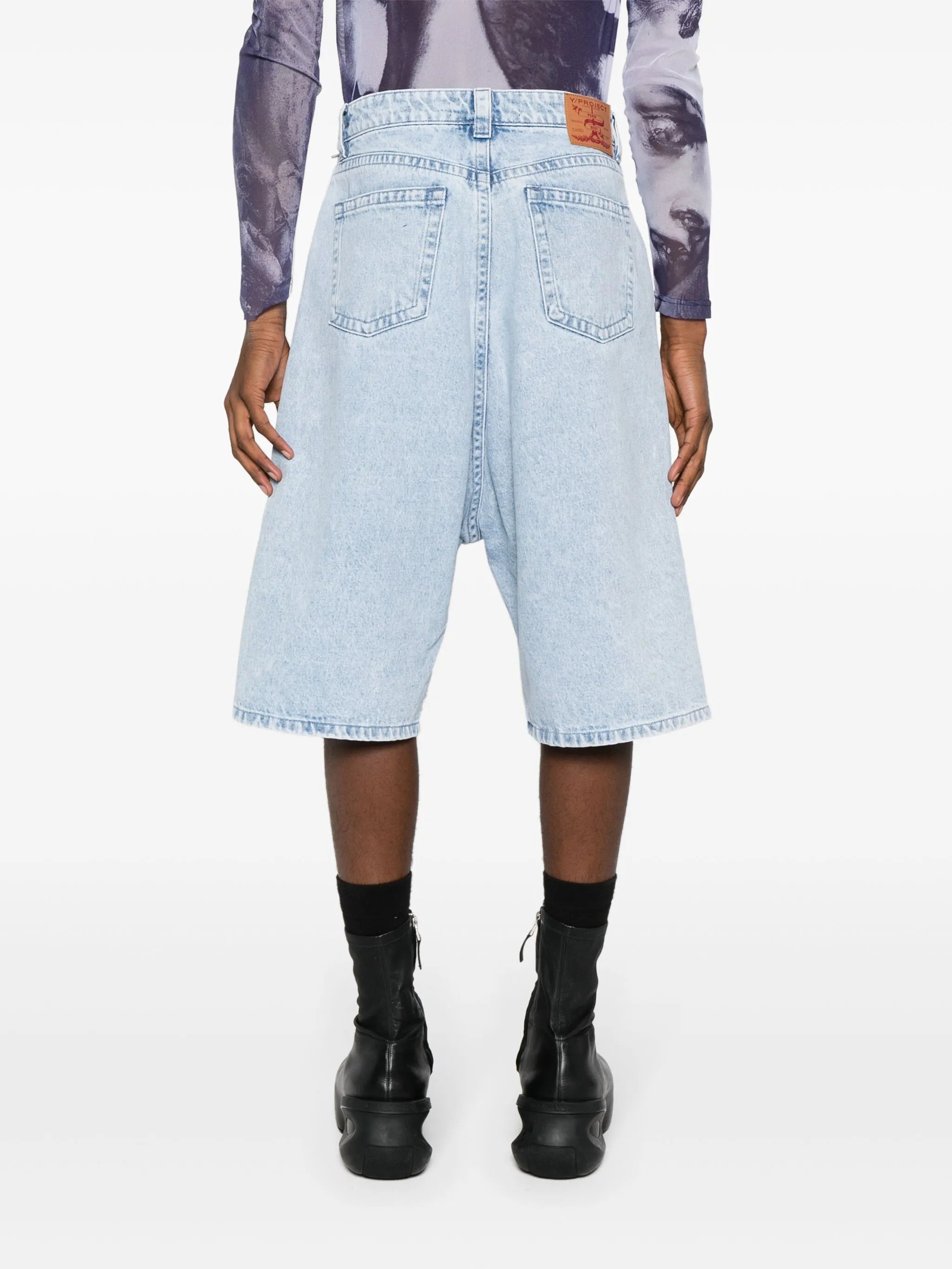 Souffle denim shorts