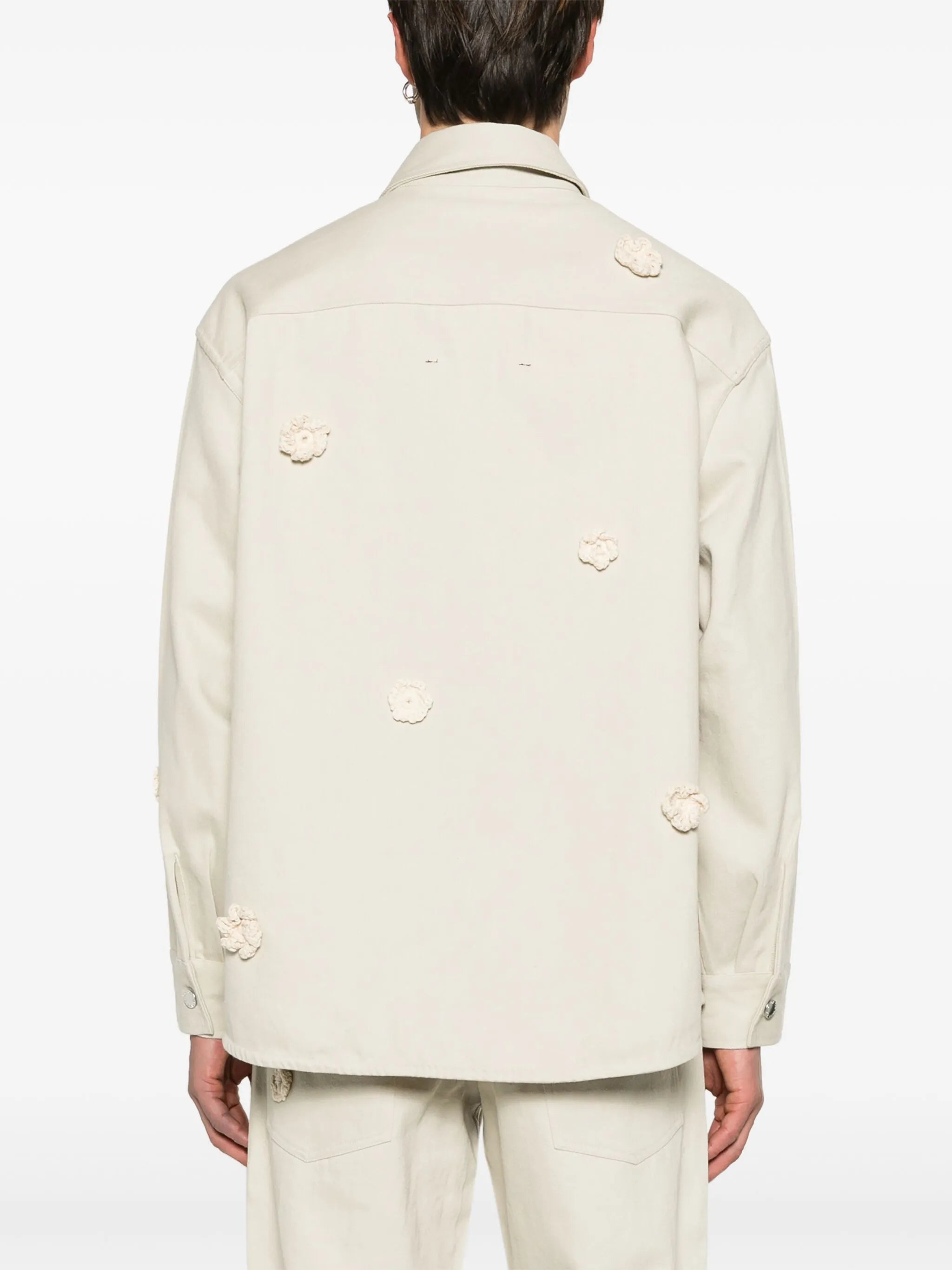 Daisy appliqué shirt jacket