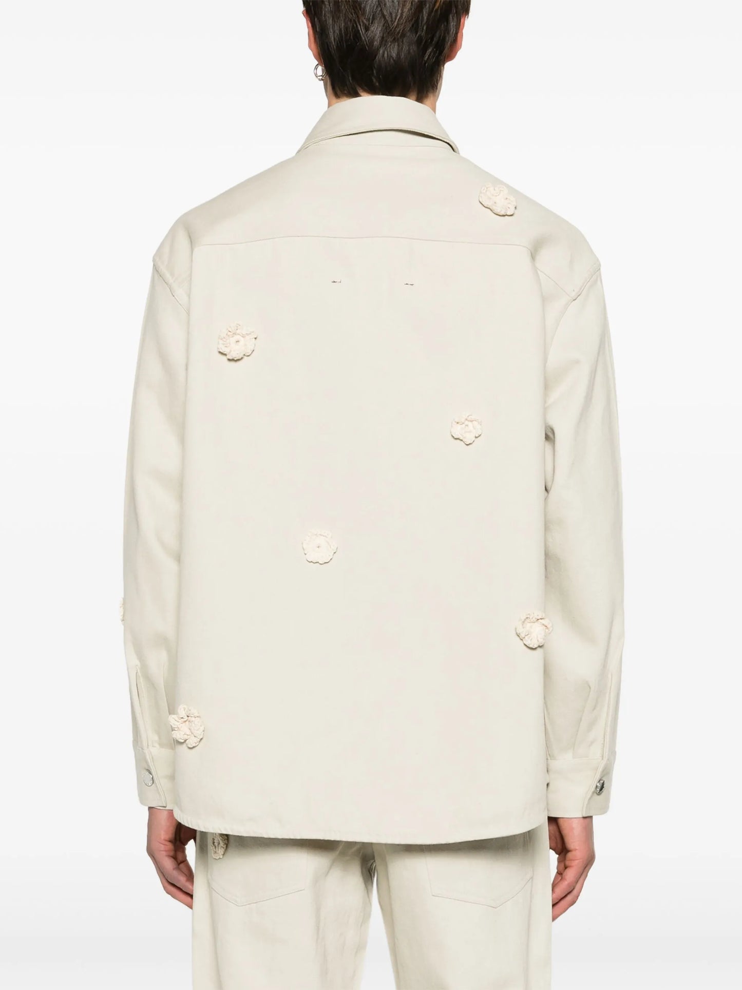 Daisy appliqué shirt jacket