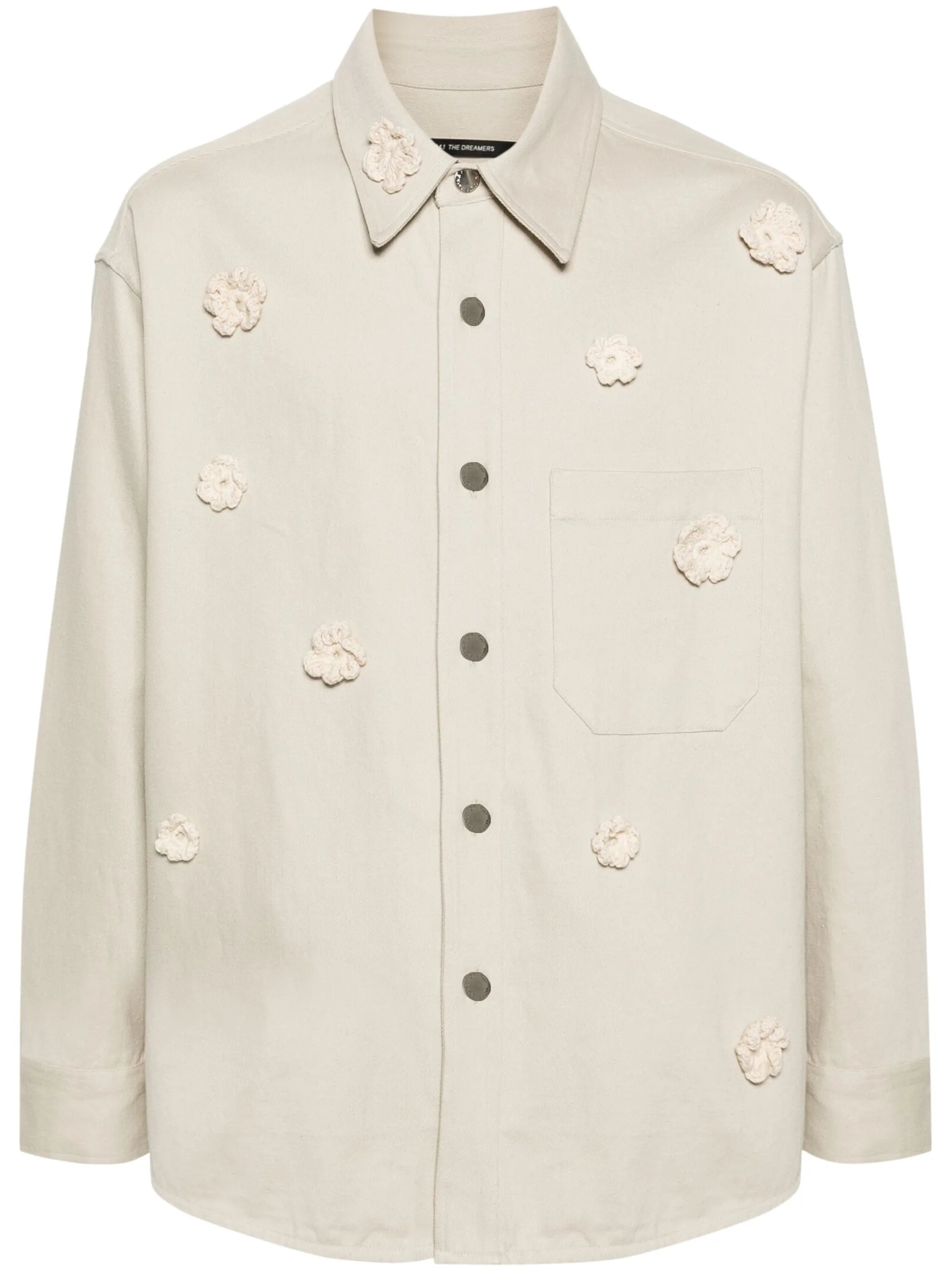 Daisy appliqué shirt jacket
