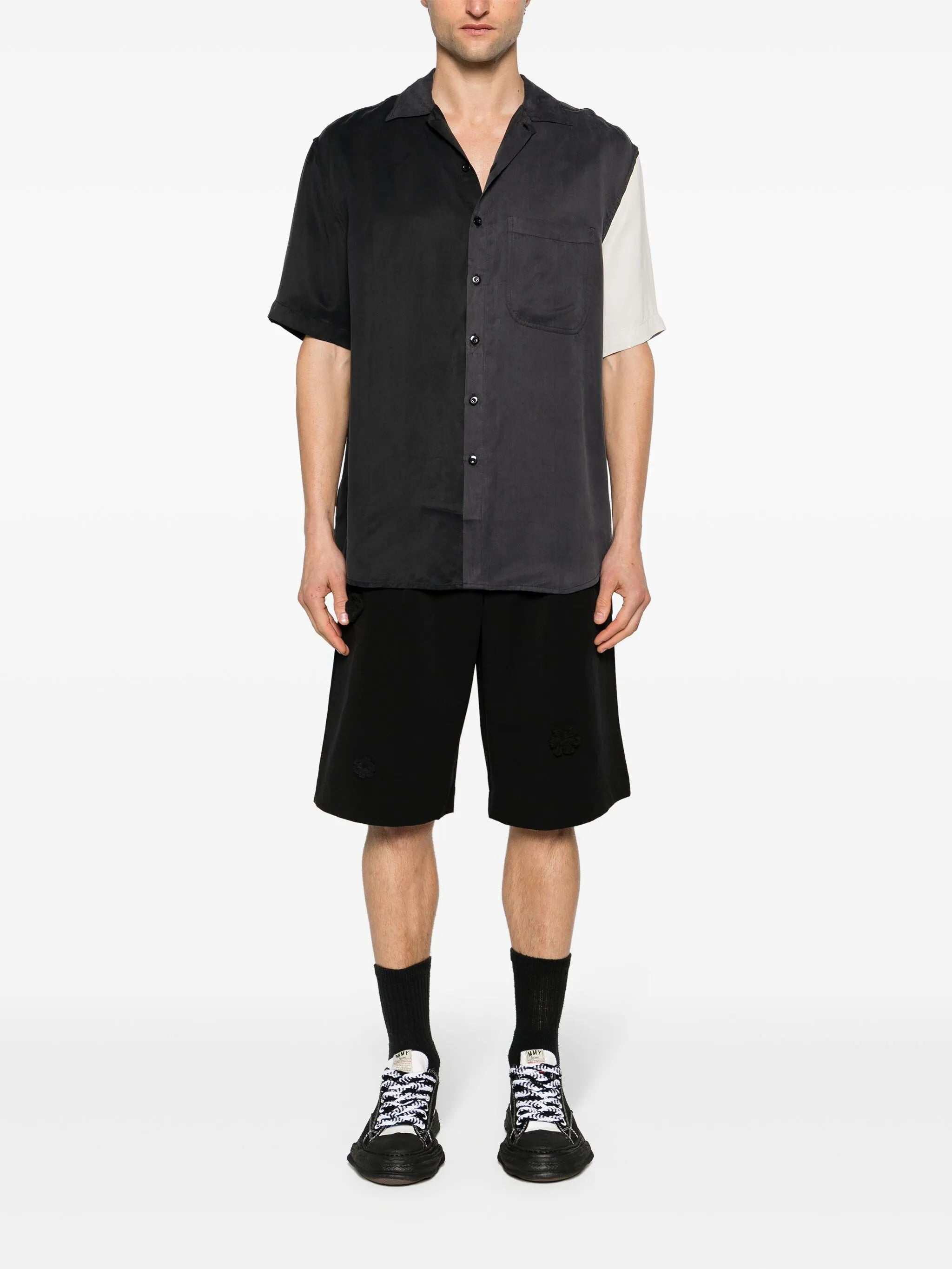 two-tone short-sleeve shirt