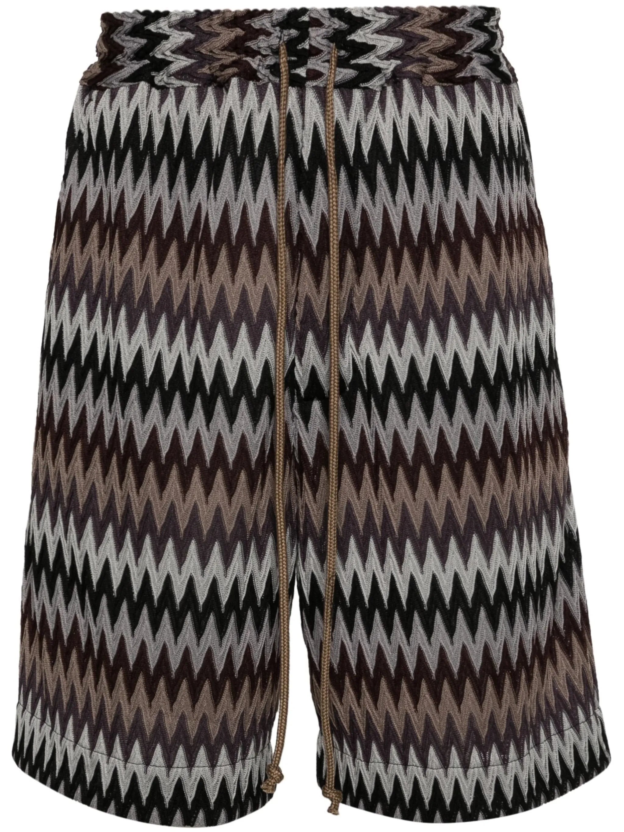 chevron-knit elasticated-waist shorts
