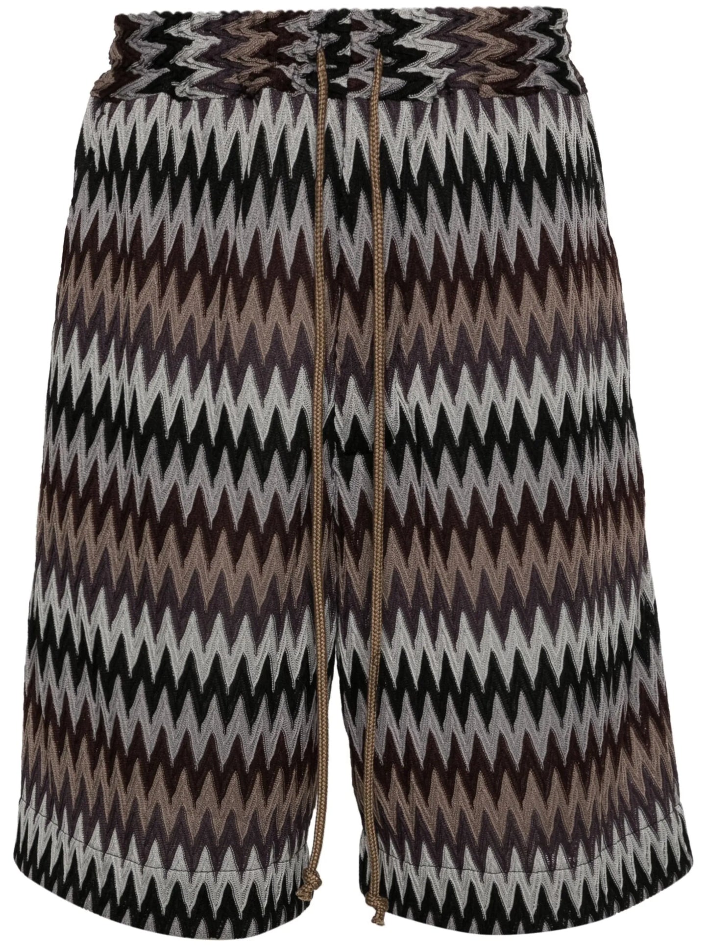 chevron-knit elasticated-waist shorts