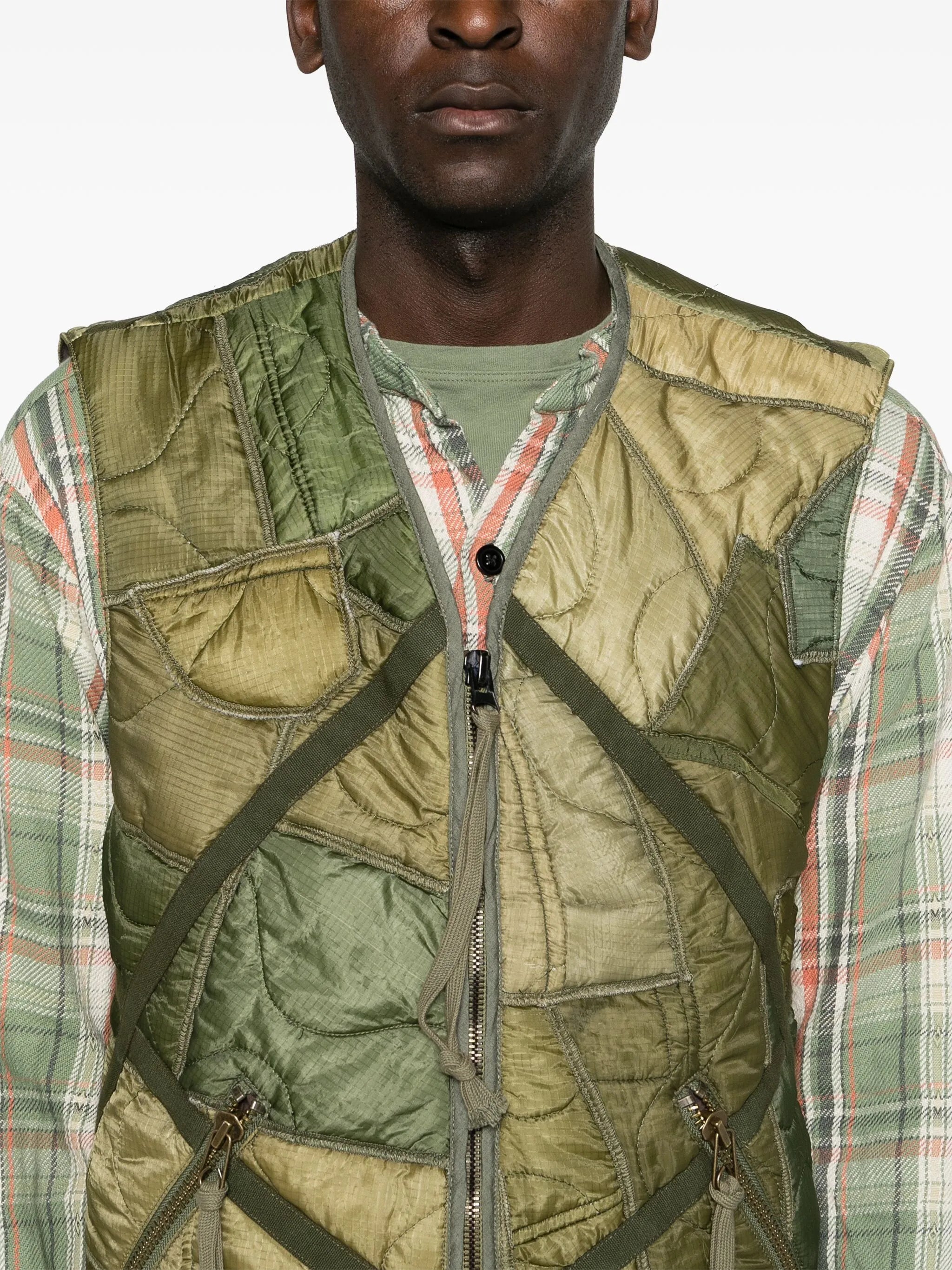 patchwork padded gilet