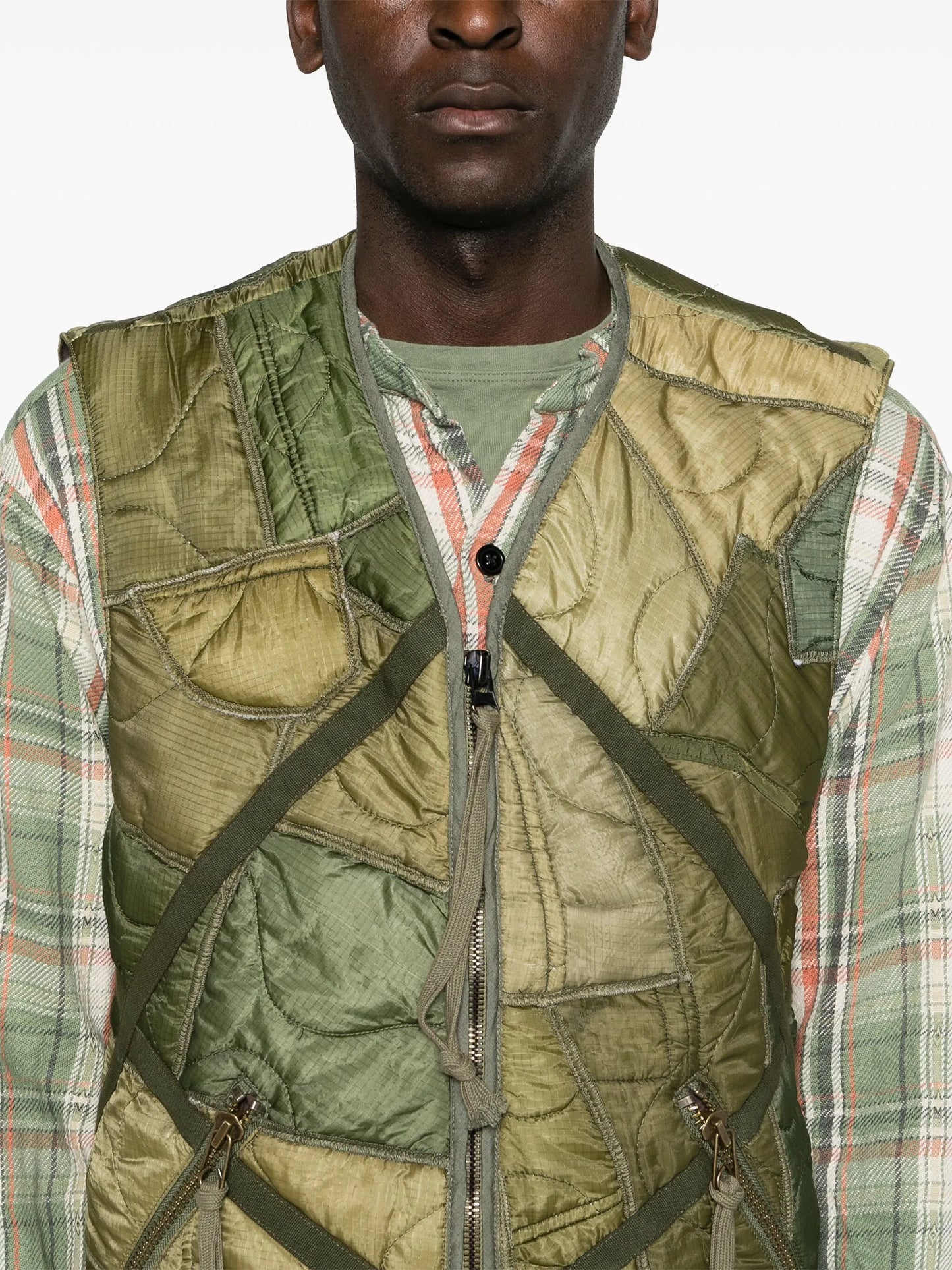 patchwork padded gilet