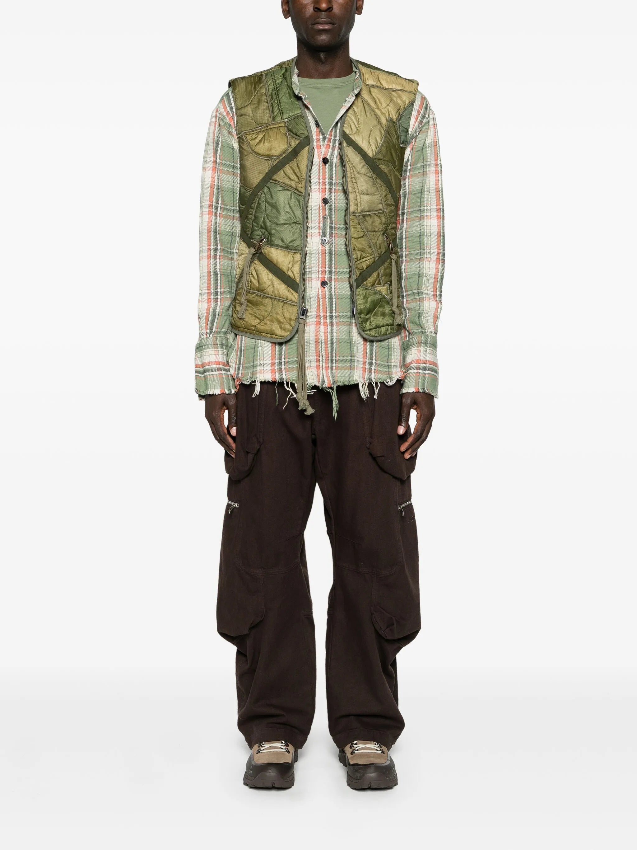 patchwork padded gilet