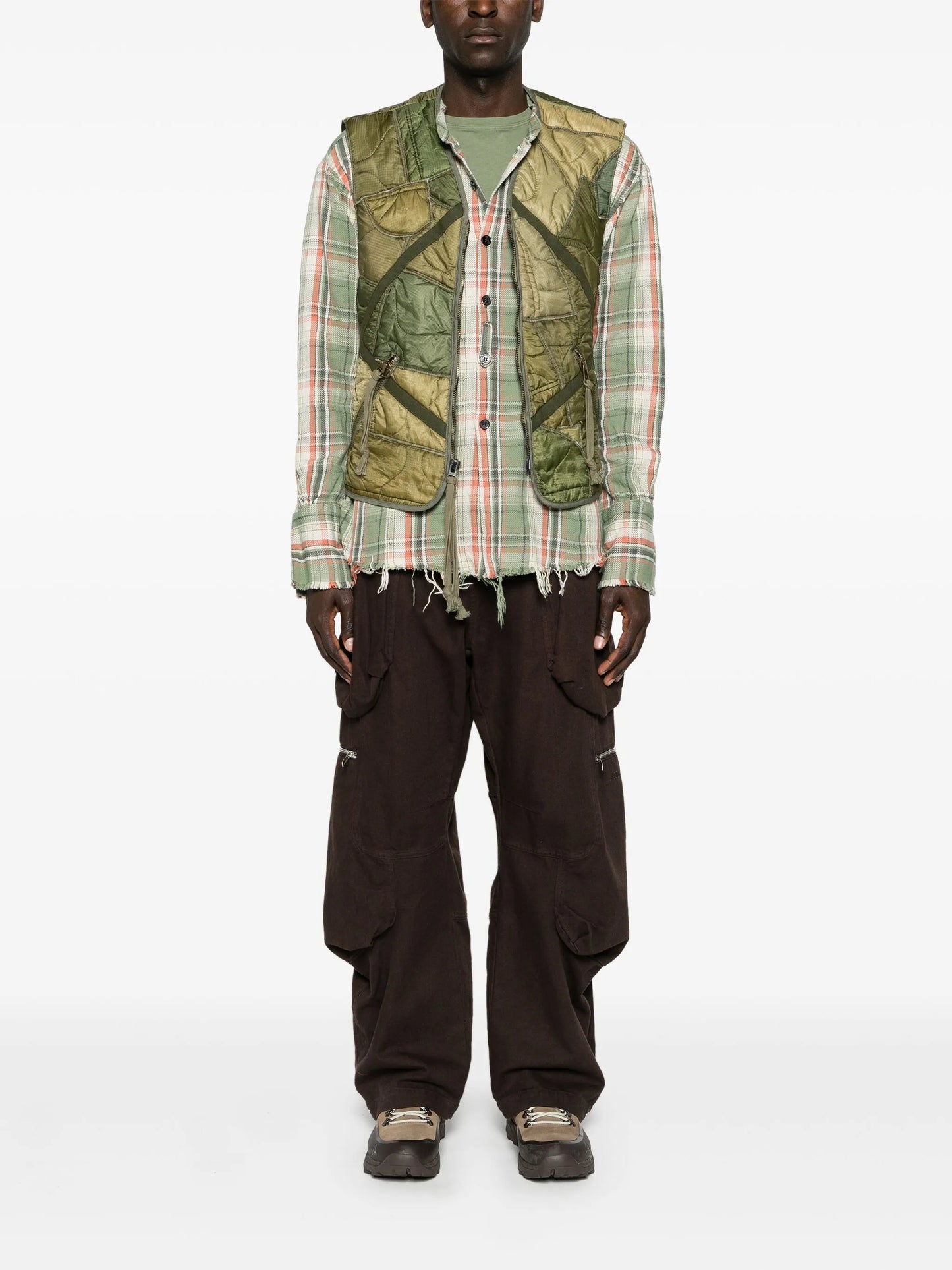 patchwork padded gilet