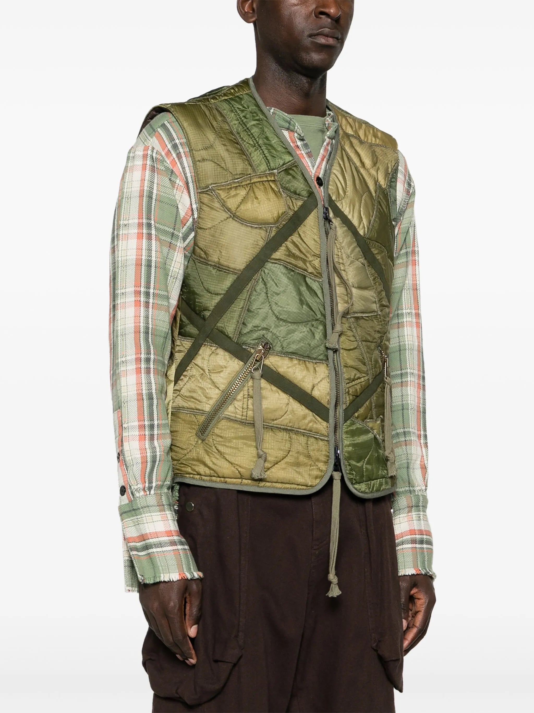 patchwork padded gilet
