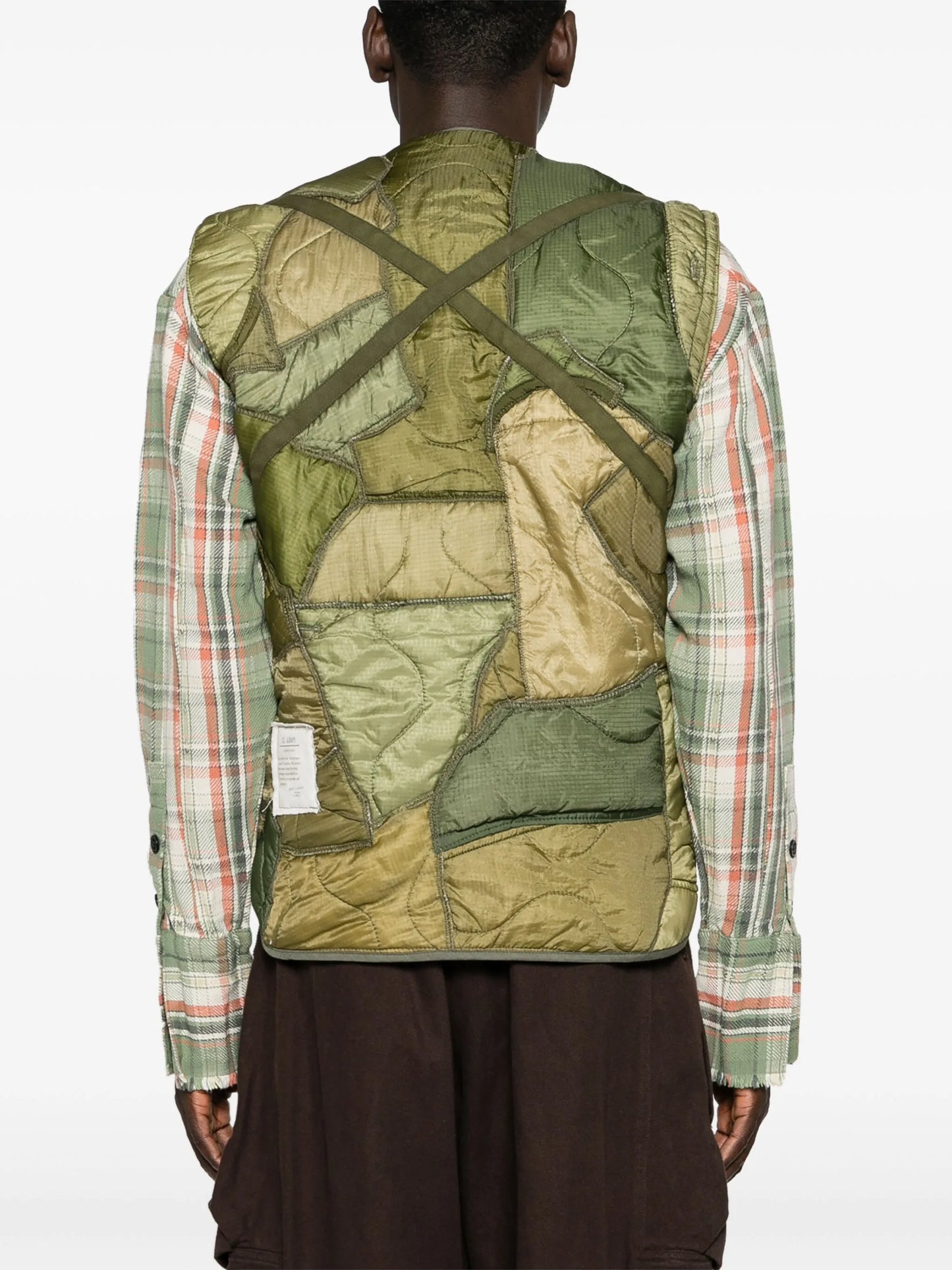 patchwork padded gilet