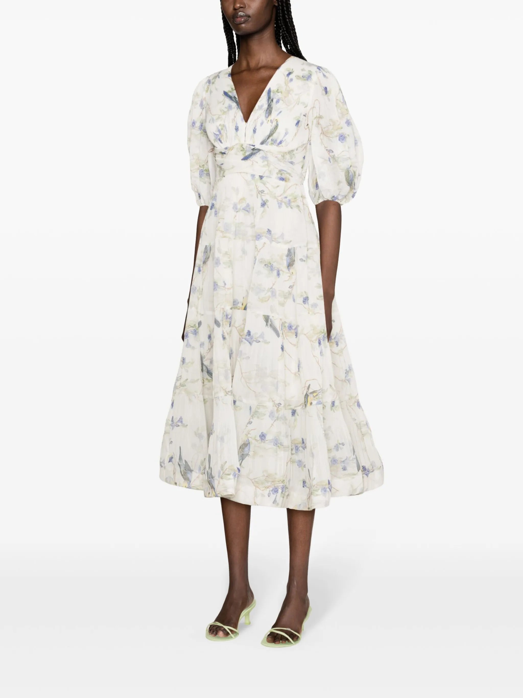 plissé flared midi dress