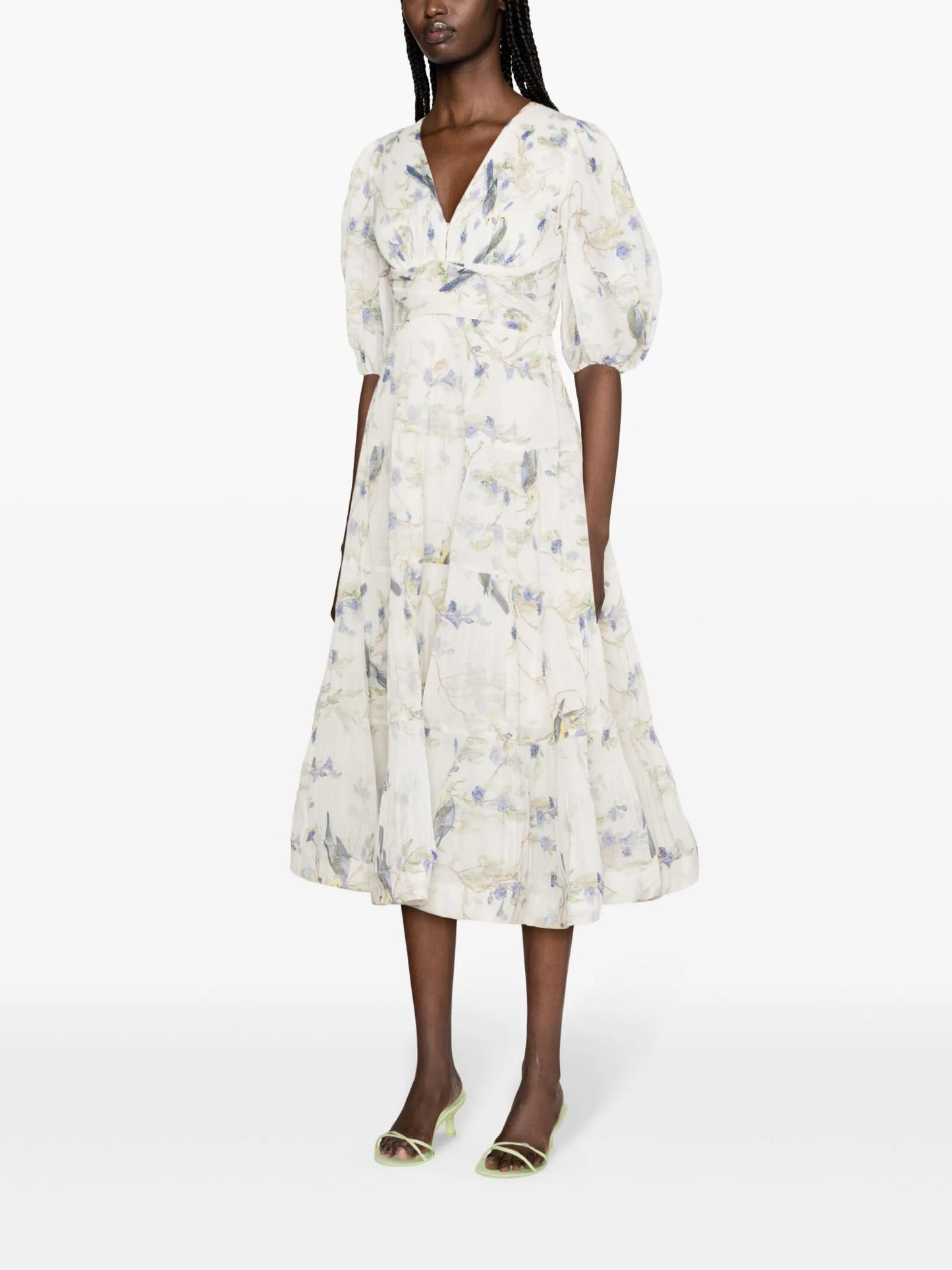 plissé flared midi dress