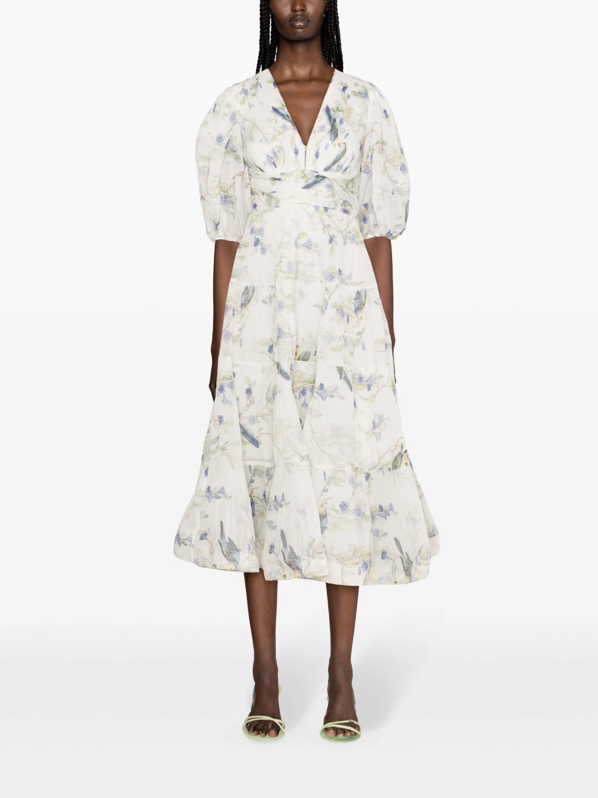 plissé flared midi dress